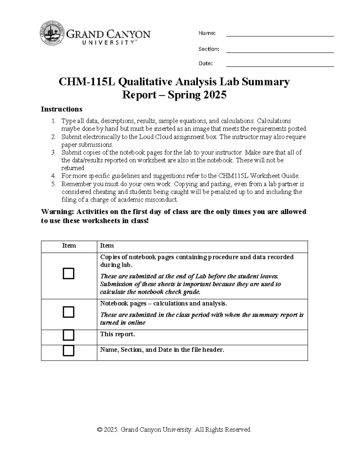 Qualitative Analysis Lab Report - Section: Date: CHM-115L Qualitative ...