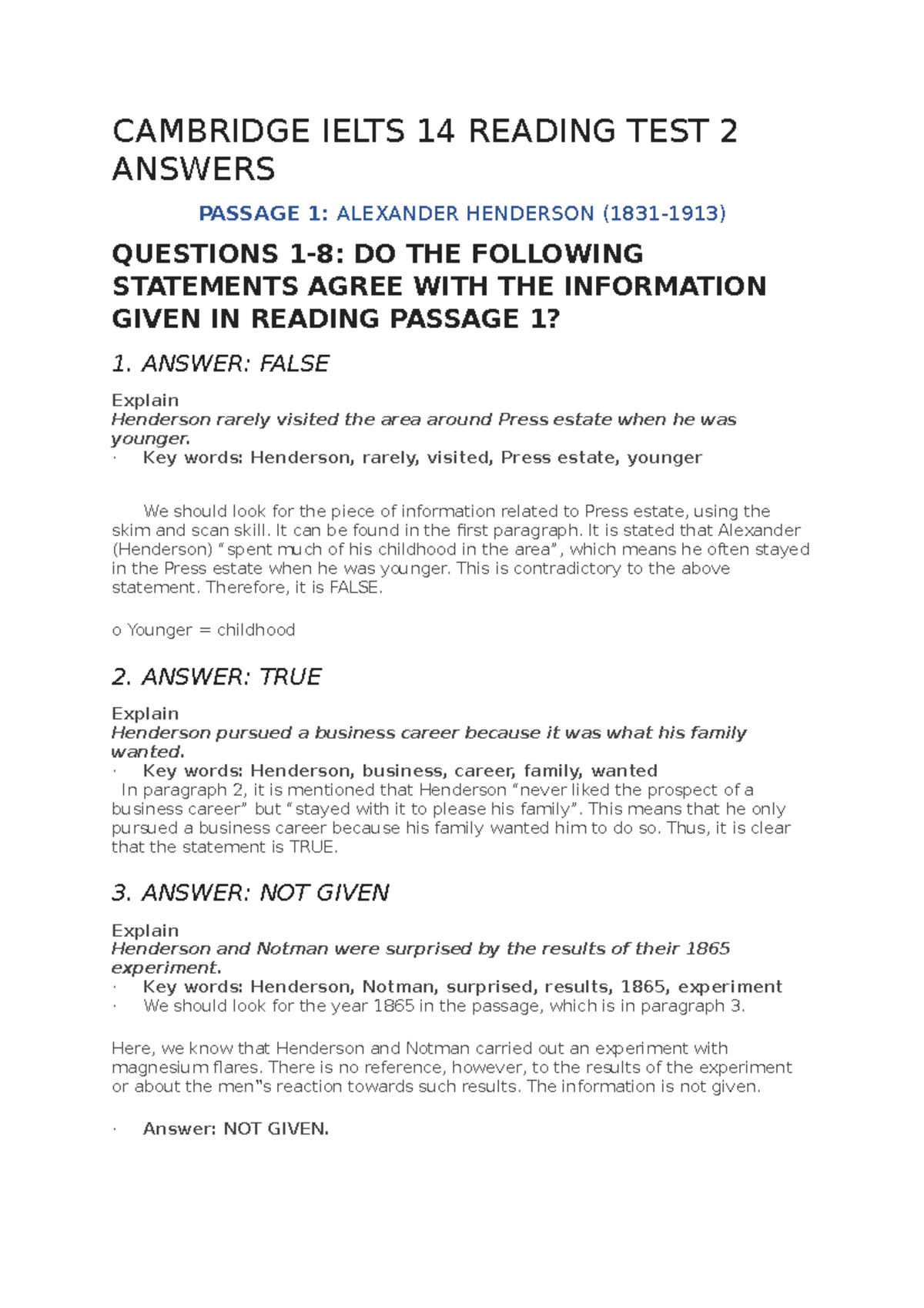 Cambridge IELTS 14 Reading Test 2: Detailed Answers and Explanations ...