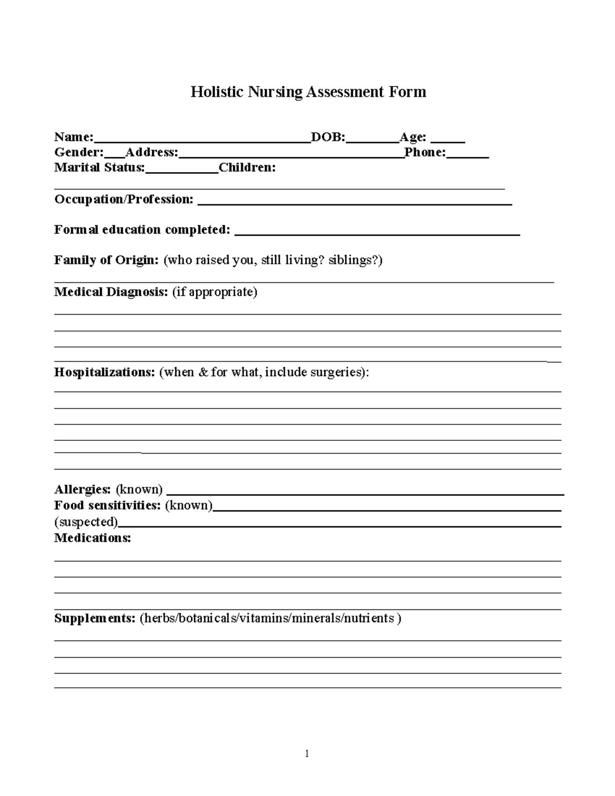 Holistic Nursing Assessment Tool - Daily Evaluation Form - Studocu
