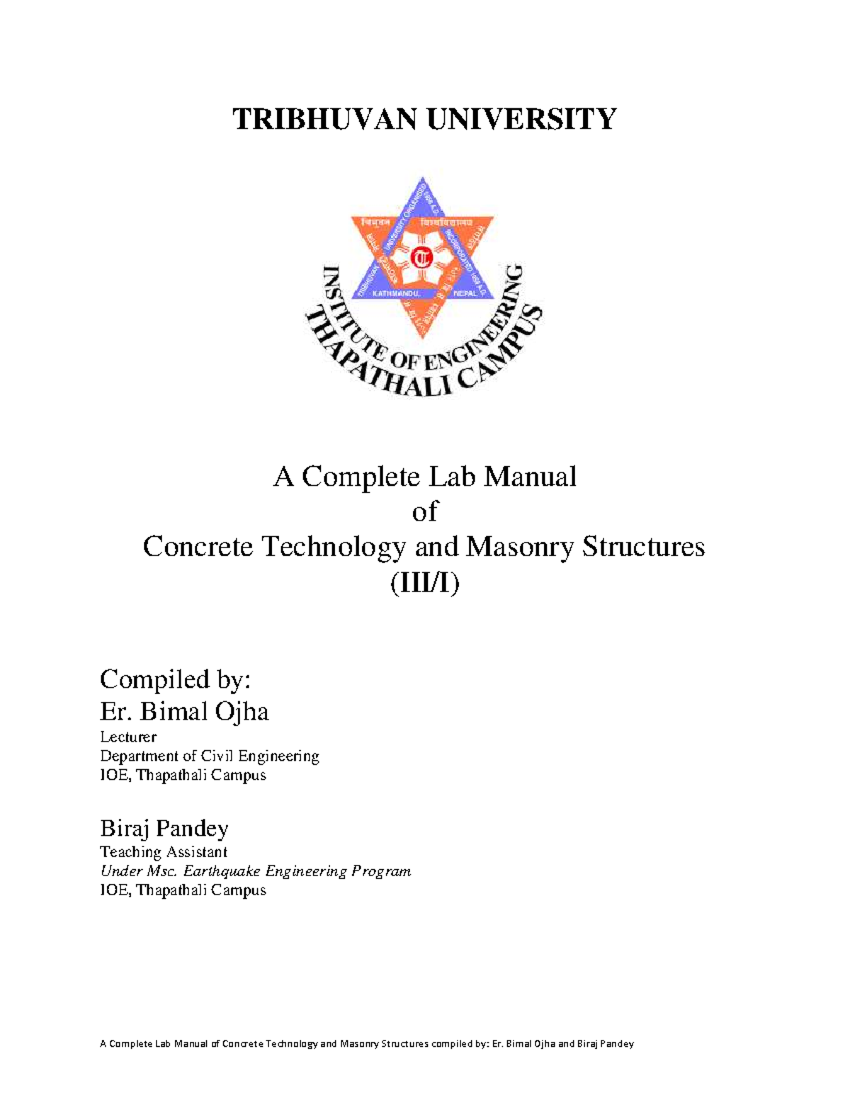Lab Manual Concrete Technology Masonry Structures Ce 101 Studocu