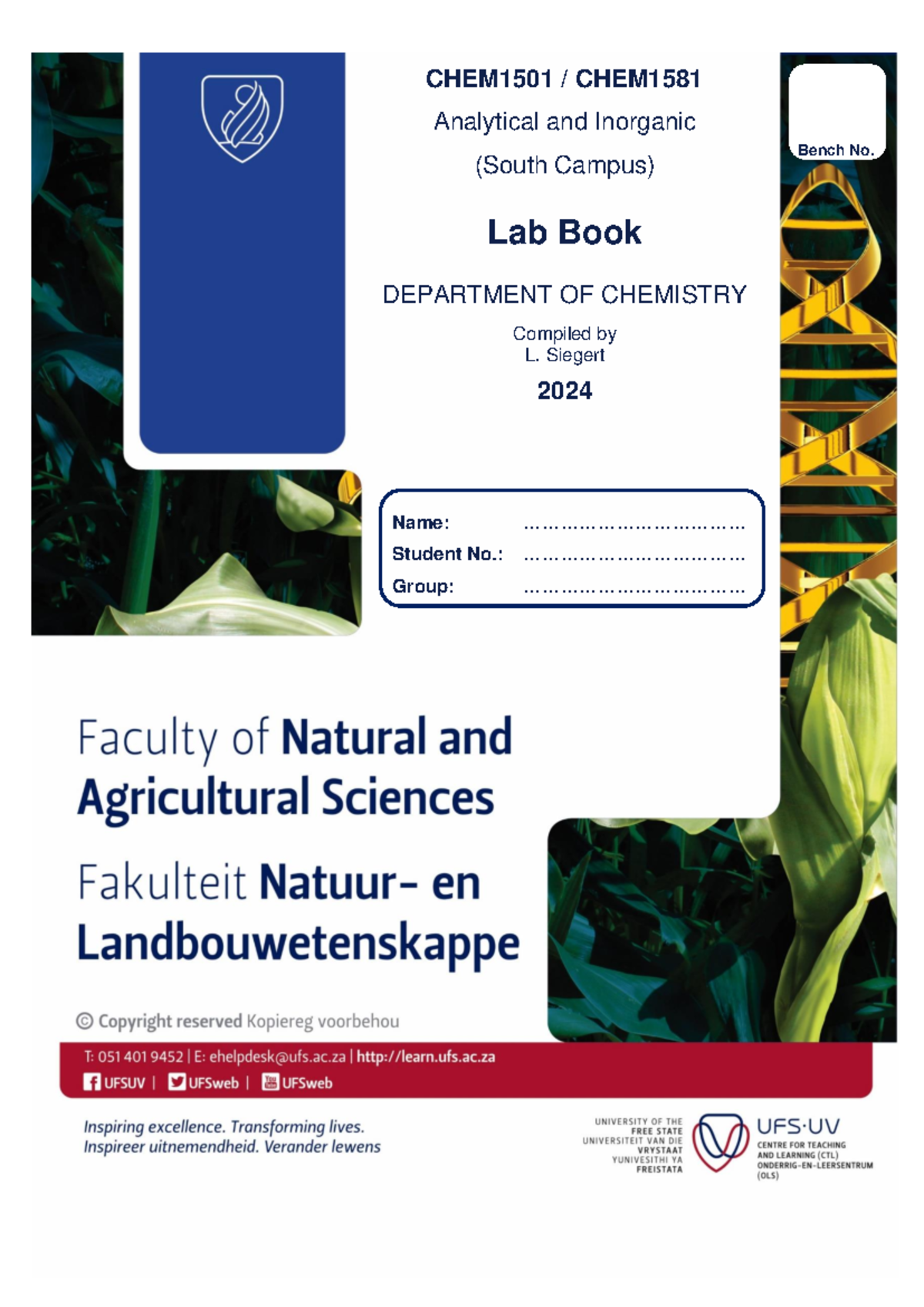 CHEM1581 Lab book 2024 - Chemistry guide for lab practicals - 0 CHEM15 ...