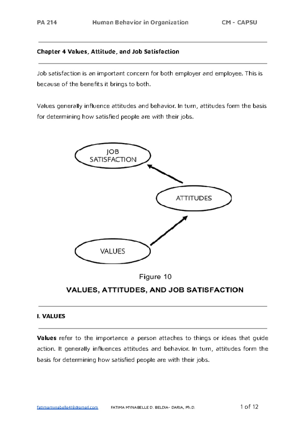 Chapter 4: Understanding Values, Attitudes, and Job Satisfaction - Studocu