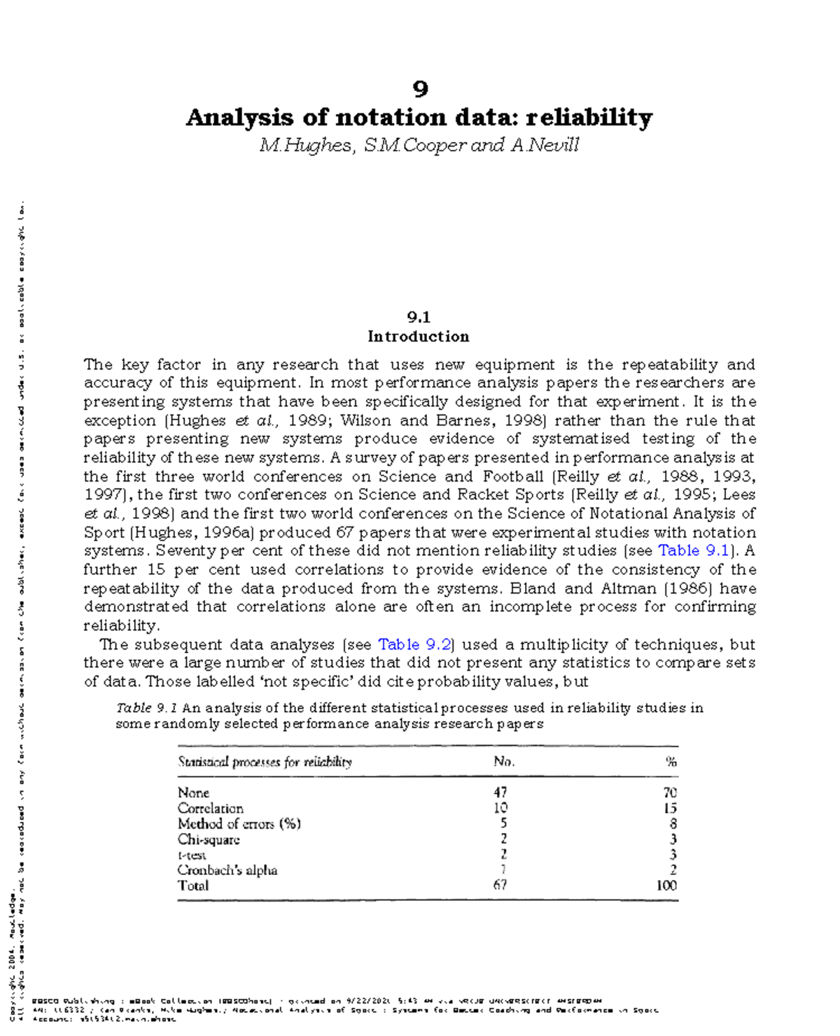 CH9 - Enhancing Reliability in Notational Analysis of Sport - Studeersnel