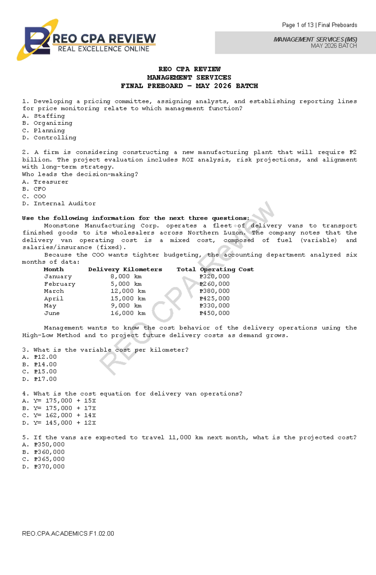 MS Final Preboard Management Services May 2026 Batch - Studocu