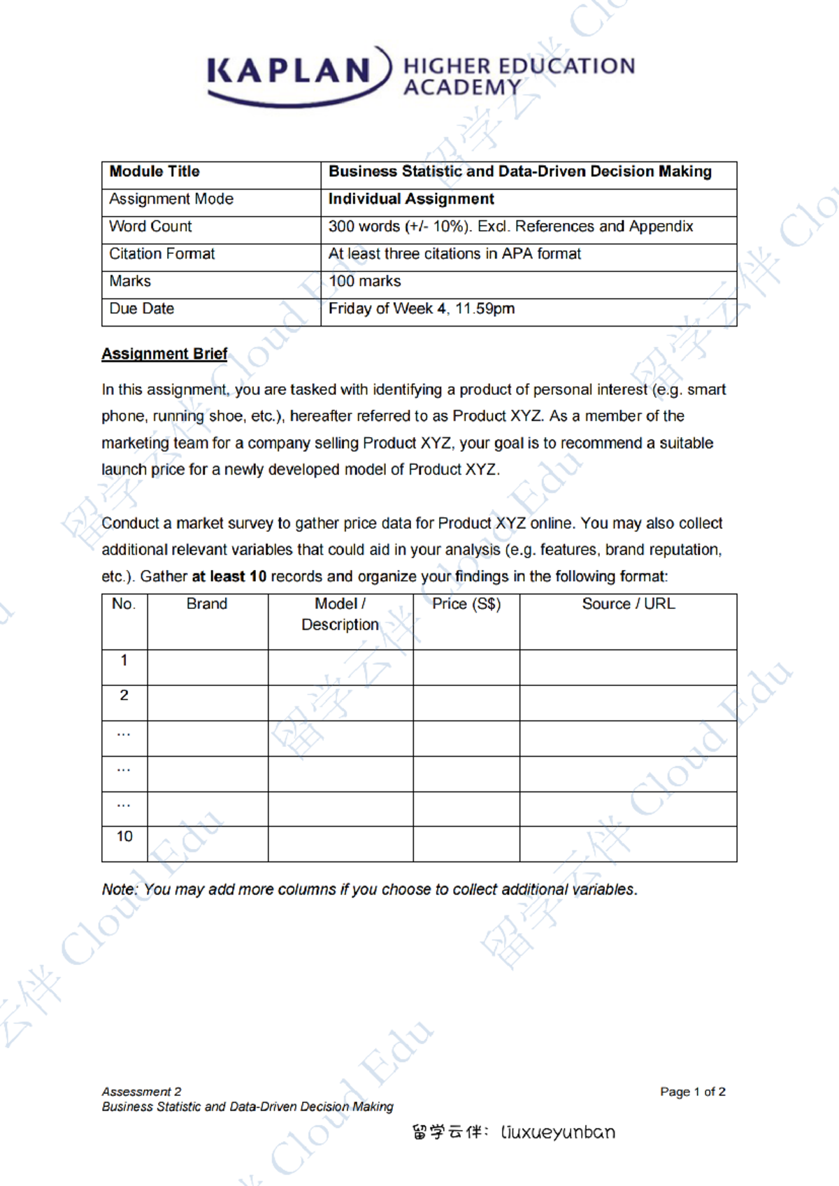 BSDDM A2+Main - Pricing Strategy Assignment on Product XYZ - Studocu