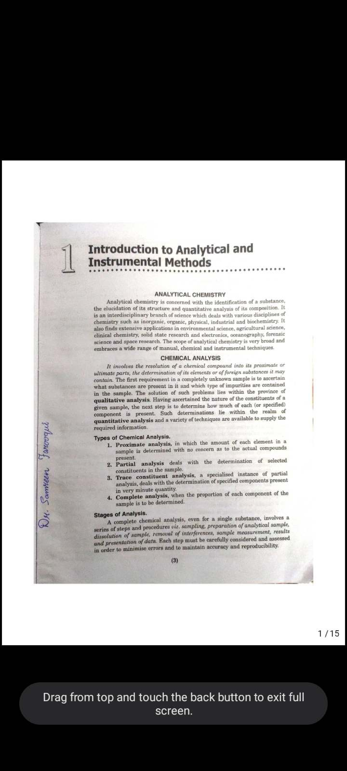 Introduction to Analytical & Instrumental Methods (CHEM 101) - Studocu