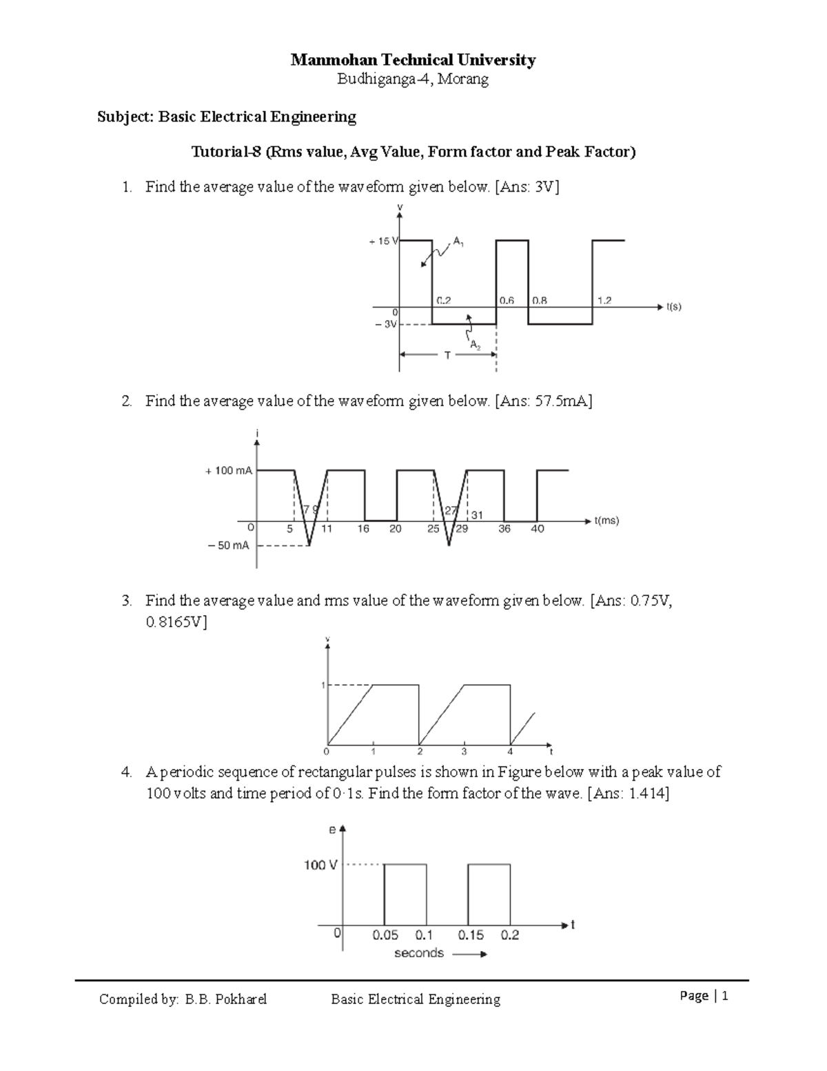 Tutorial 8: RMS and Average Values in Basic Electrical Engineering ...