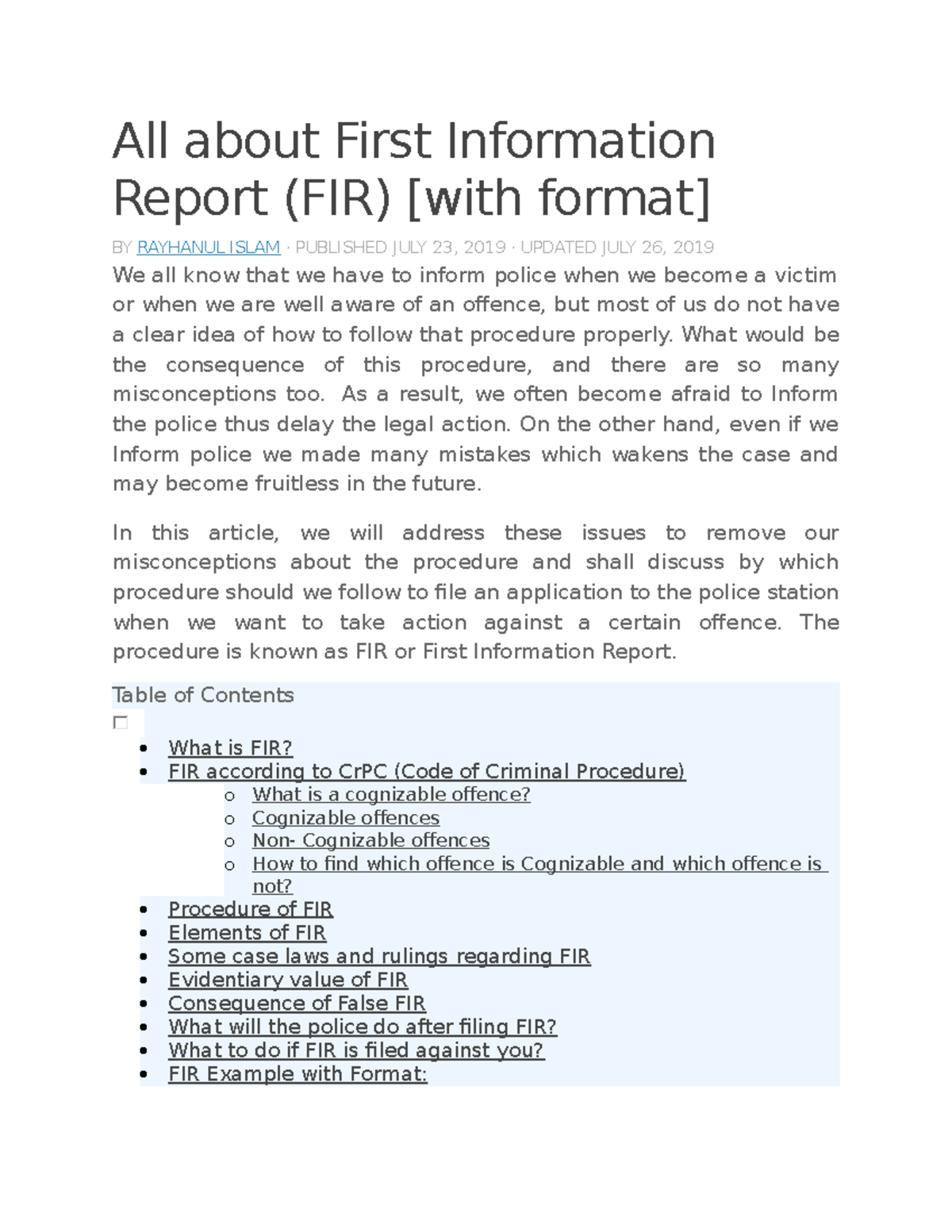 FIR Procedure Explained: A Comprehensive Guide to Filing FIRs - Studocu