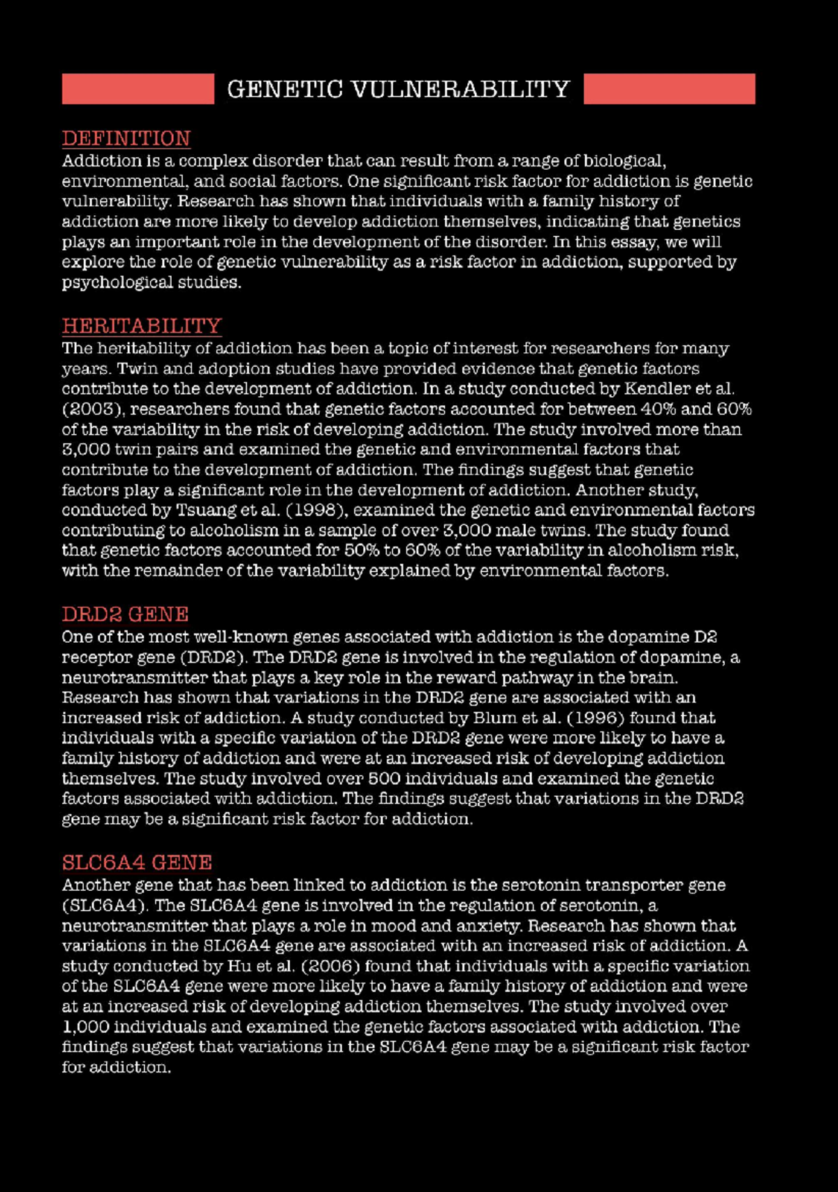 Genetic Vulnerability - Lecture Notes Overview - Studocu