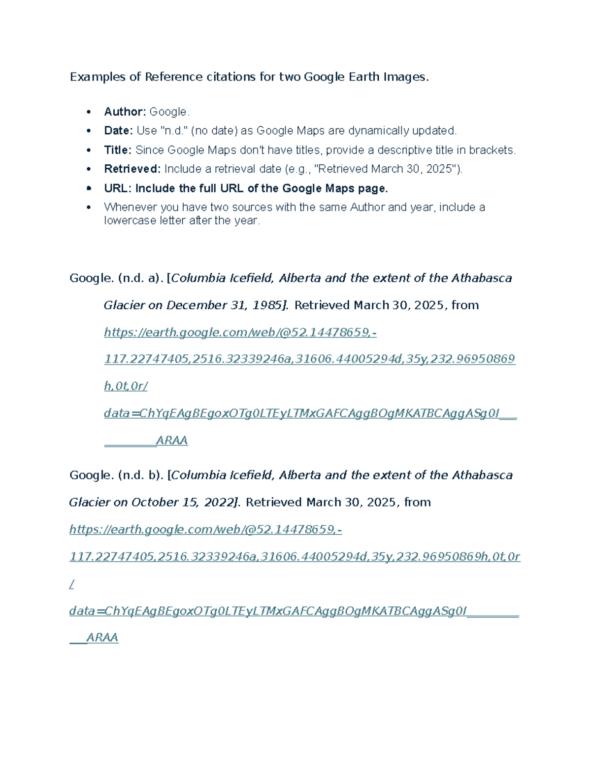 APA Citation Guide for Google Earth Imagery - Studocu