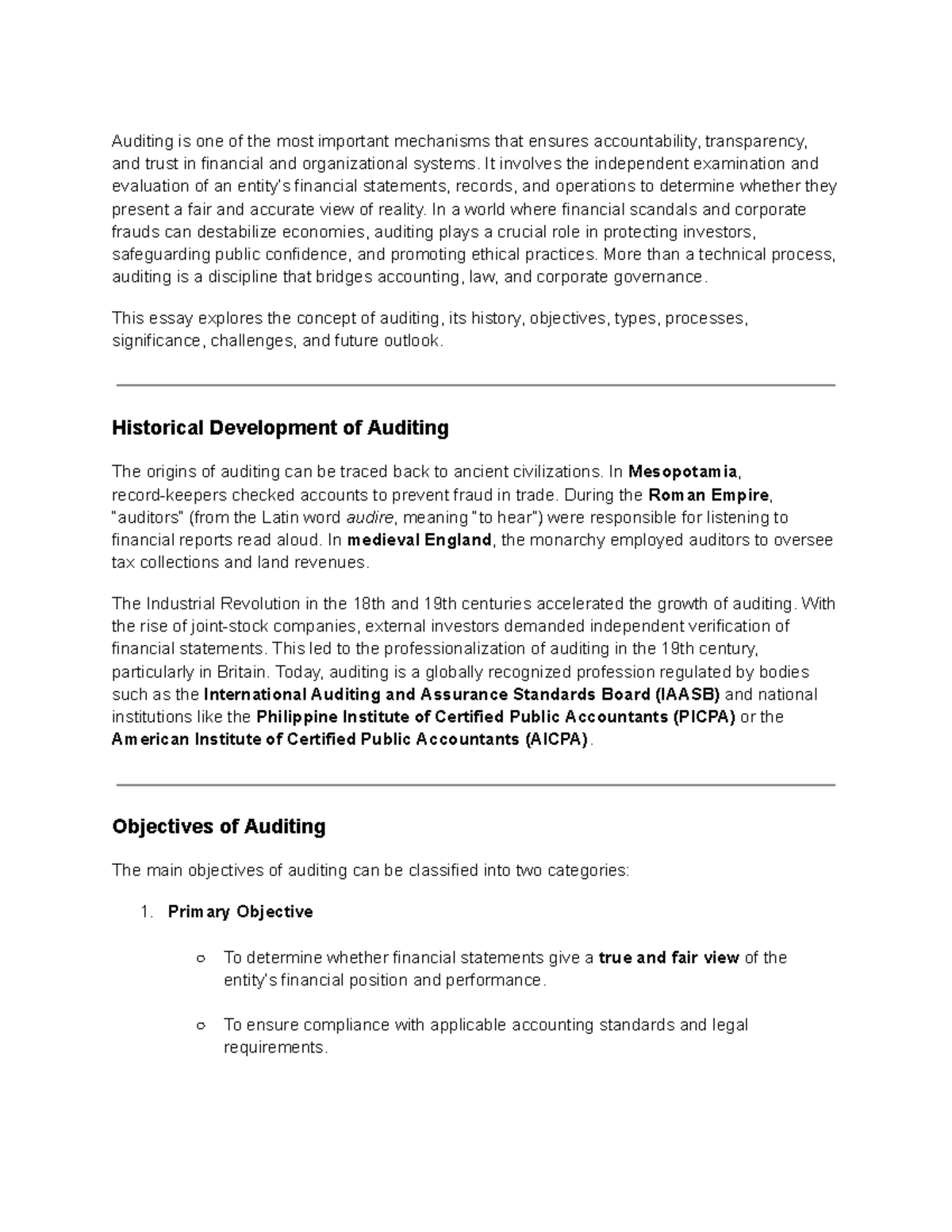 Auditing: A Comprehensive Overview of Its Importance and Evolution ...