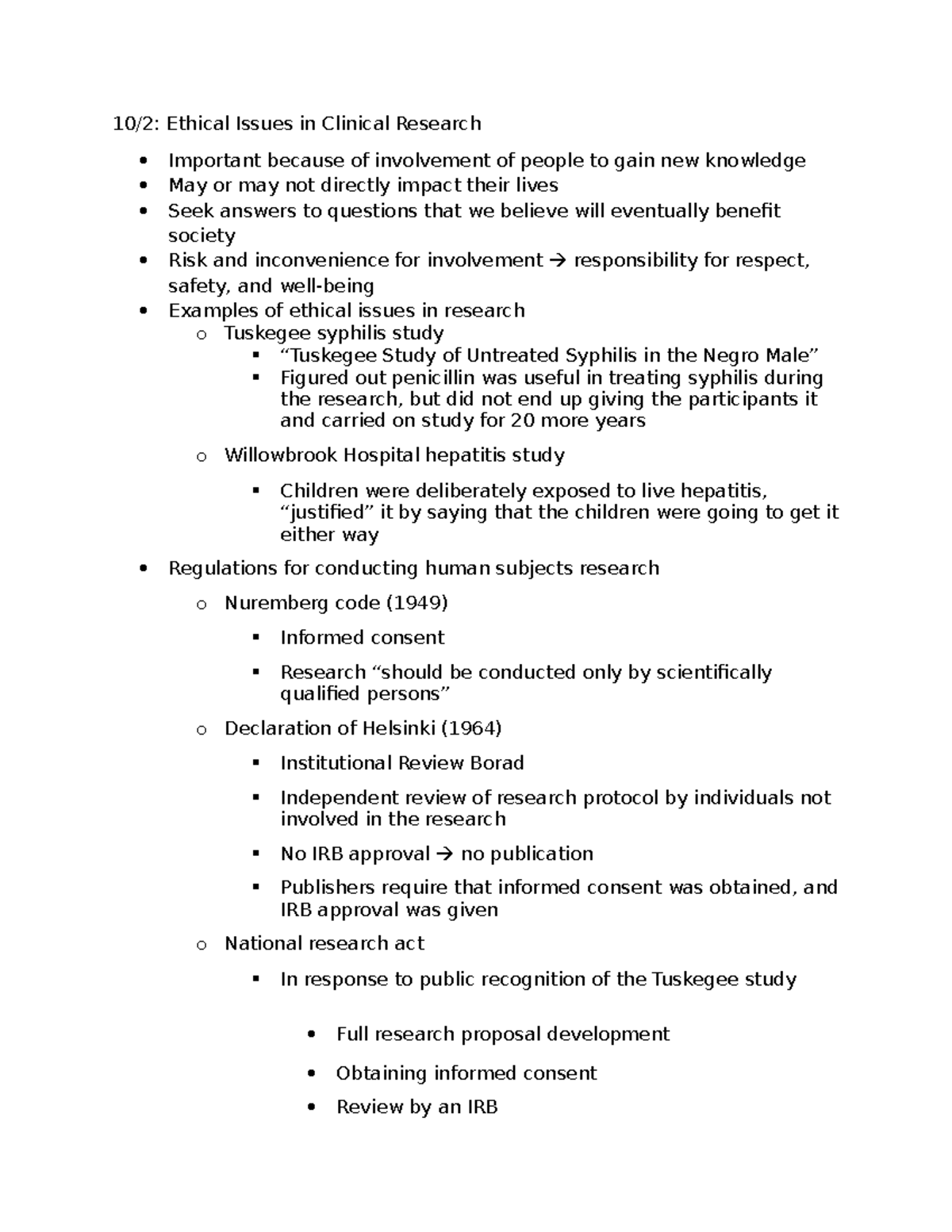 Ethical Issues and Regulations in Clinical Research (CR 101) - Studocu