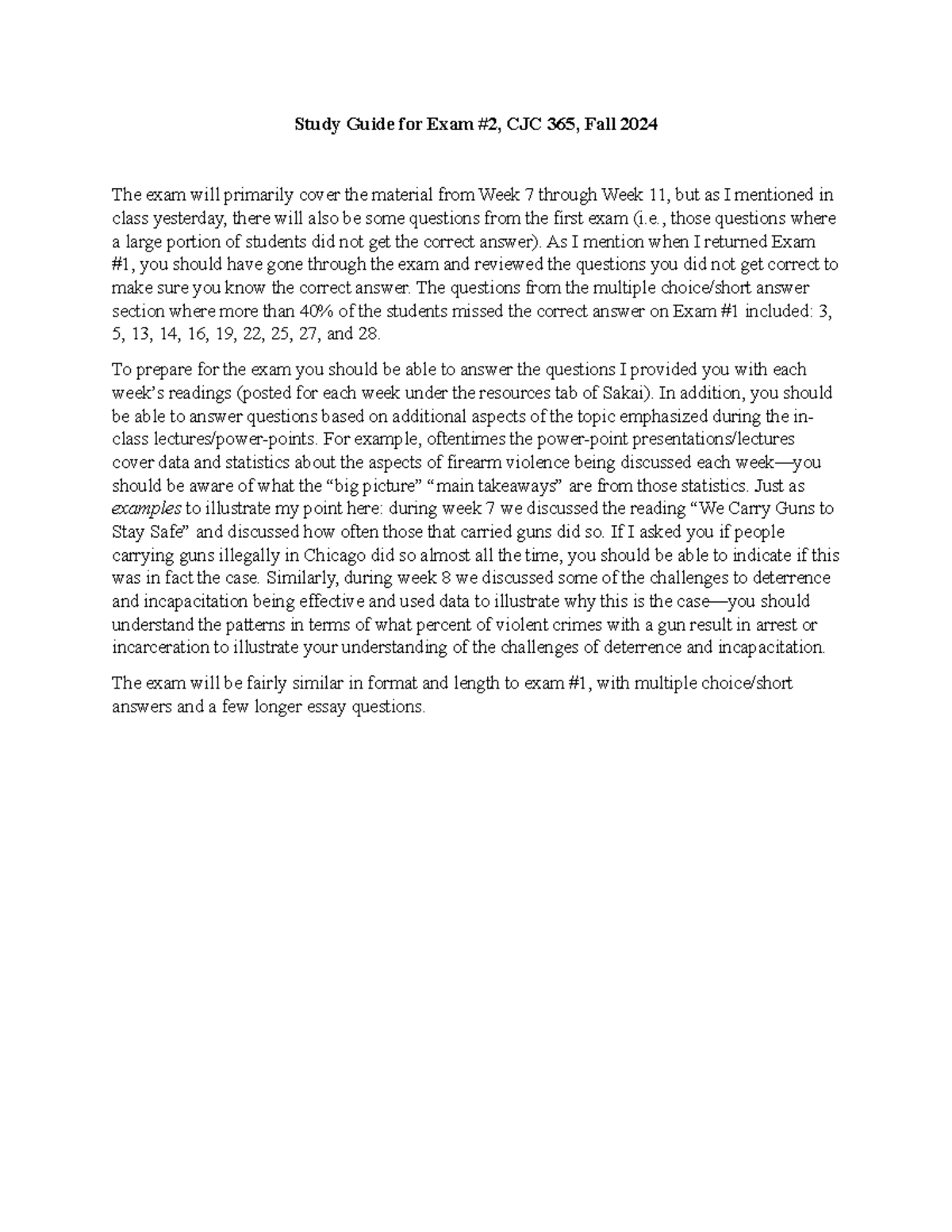 Study Guide for CJC 365 Final Exam, Fall 2024 - Studocu