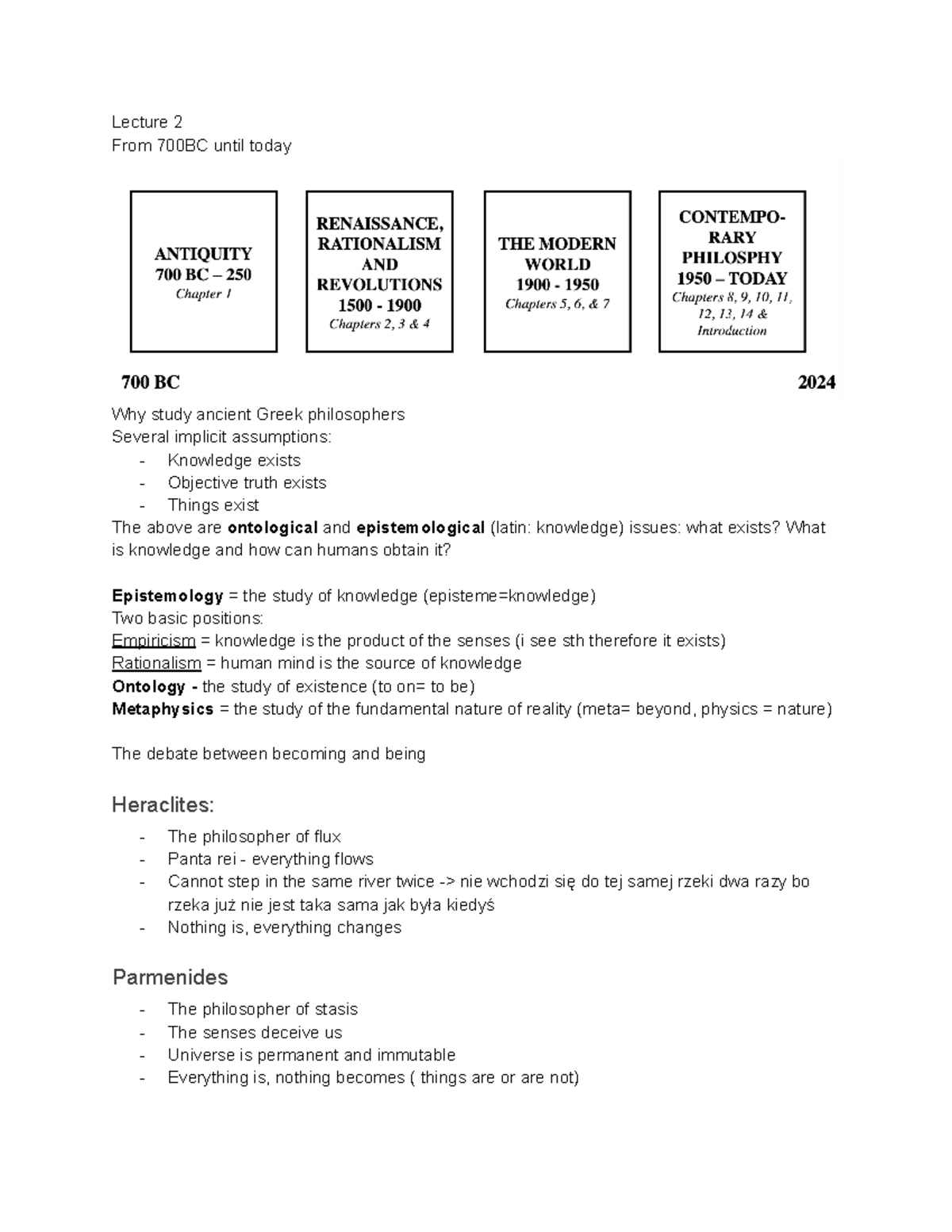 Philosophy 101: Lecture Notes on Epistemology & Ontology Concepts ...