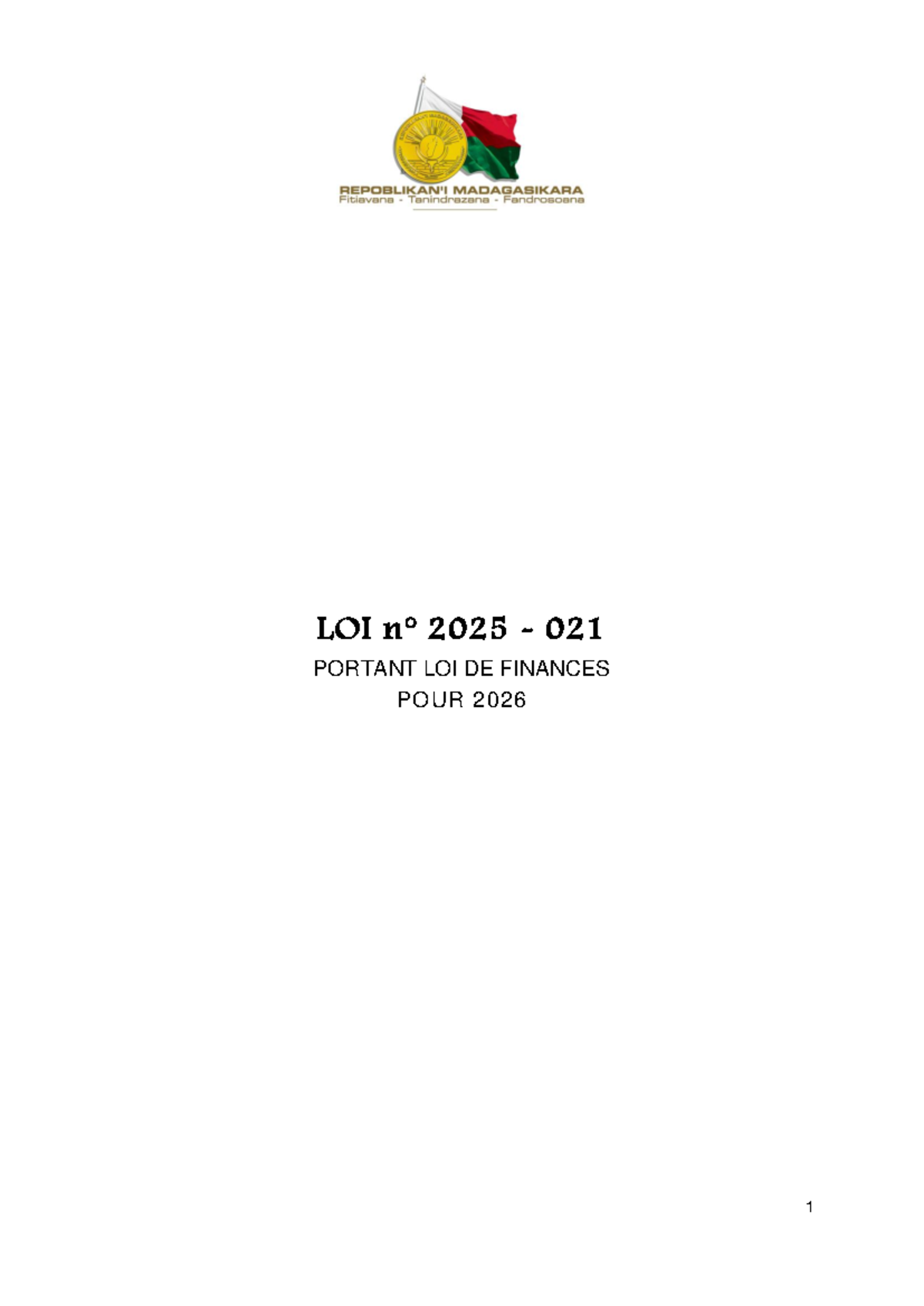 Loi n° 2025-021 : Analyse de la Loi de Finances 2026 - Studocu