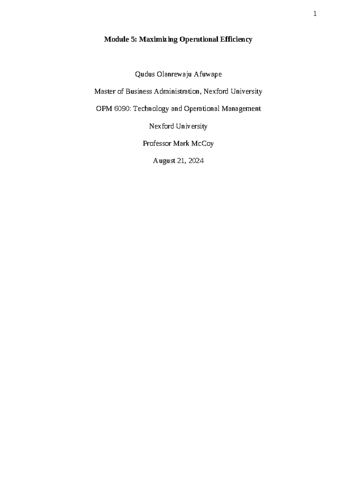 OPM 6090 Module 5: Enhancing Efficiency in Amazon Warehouse Operations ...