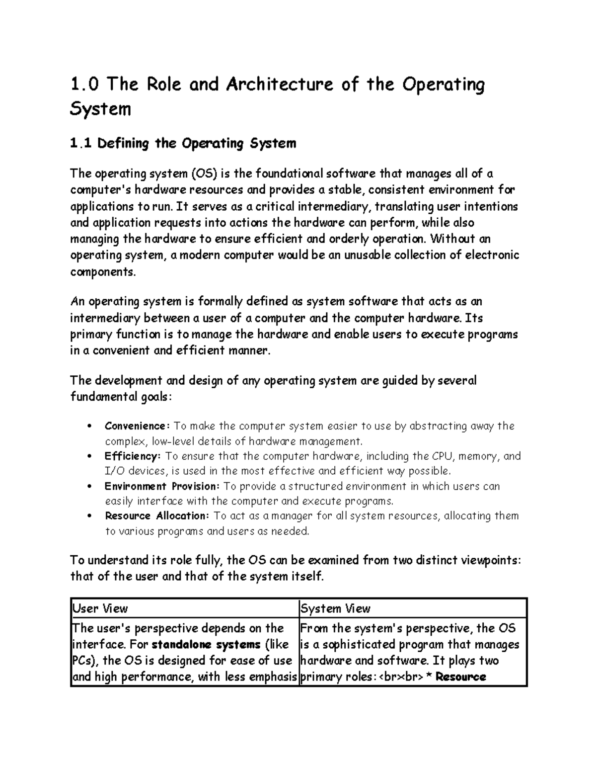 OS1 - Module 1: The Role and Architecture of Operating Systems - Studocu