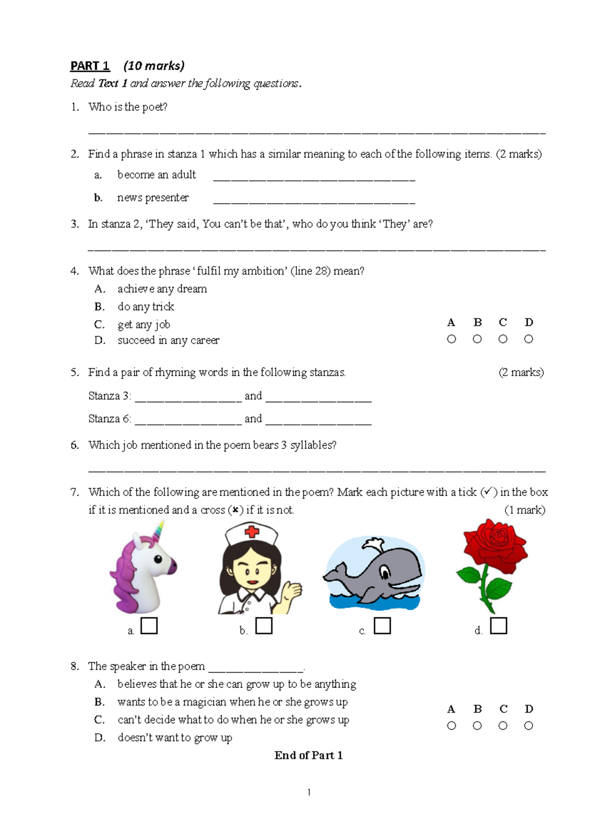 1920 S3 T2 Reading Revision Paper - Part 1, 2 & 3 Questions - Studocu
