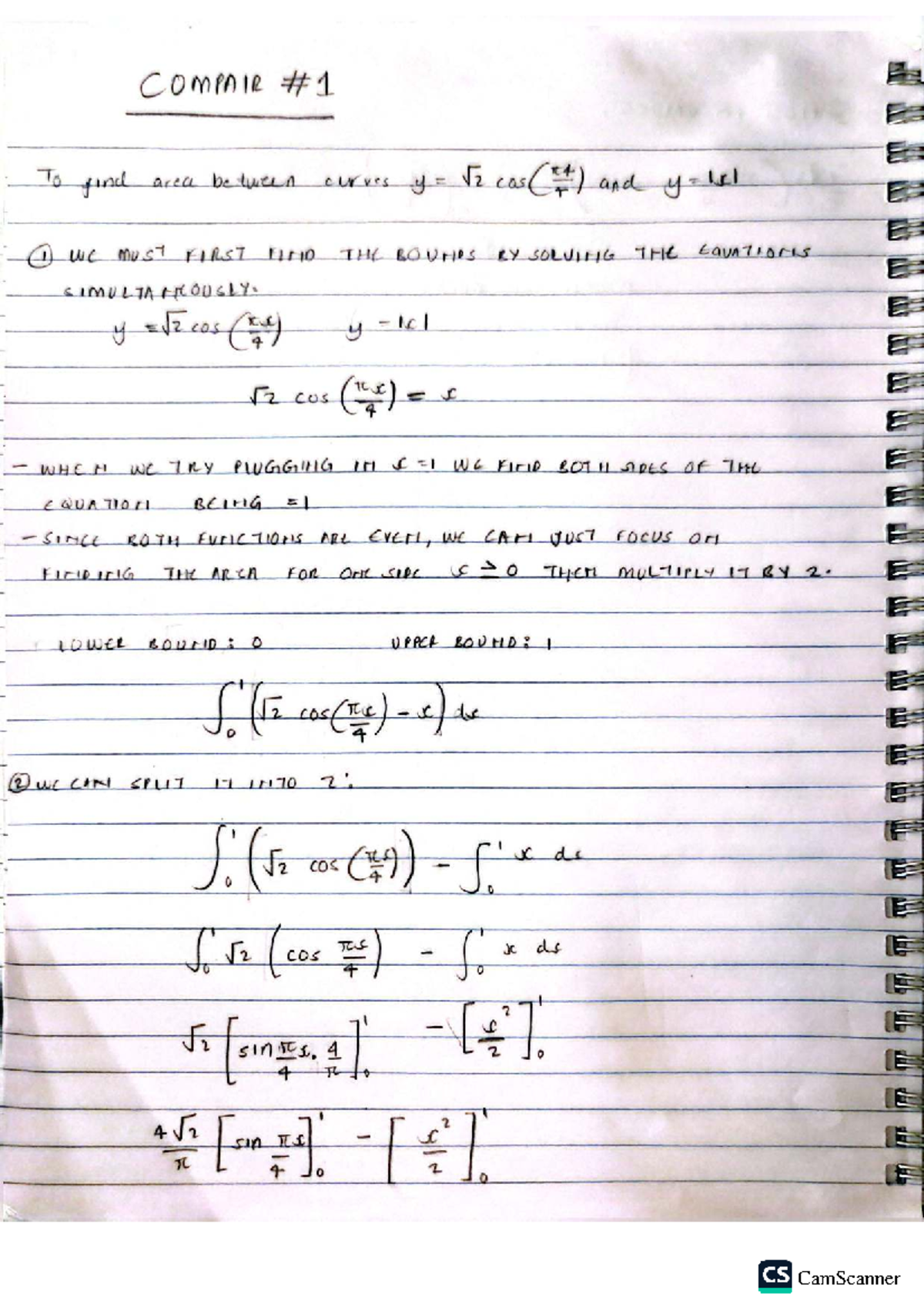 COMPAIR 01 - Area Between Curves Practice Notes - Studocu
