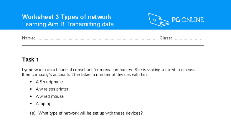 Topic 3 Worksheet 3: Types of Network & Data Transmission - Studocu