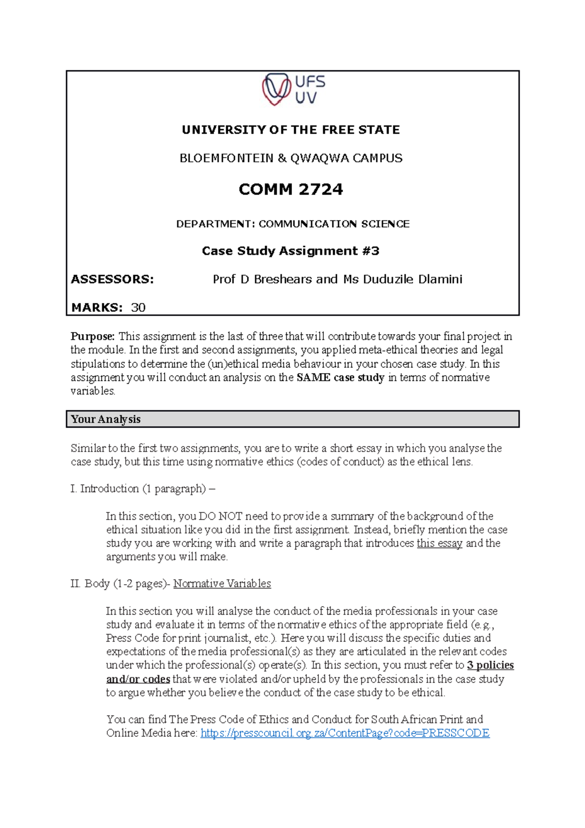 COMM 2724 Case Study Assignment 3: Normative Ethics Analysis - Studocu
