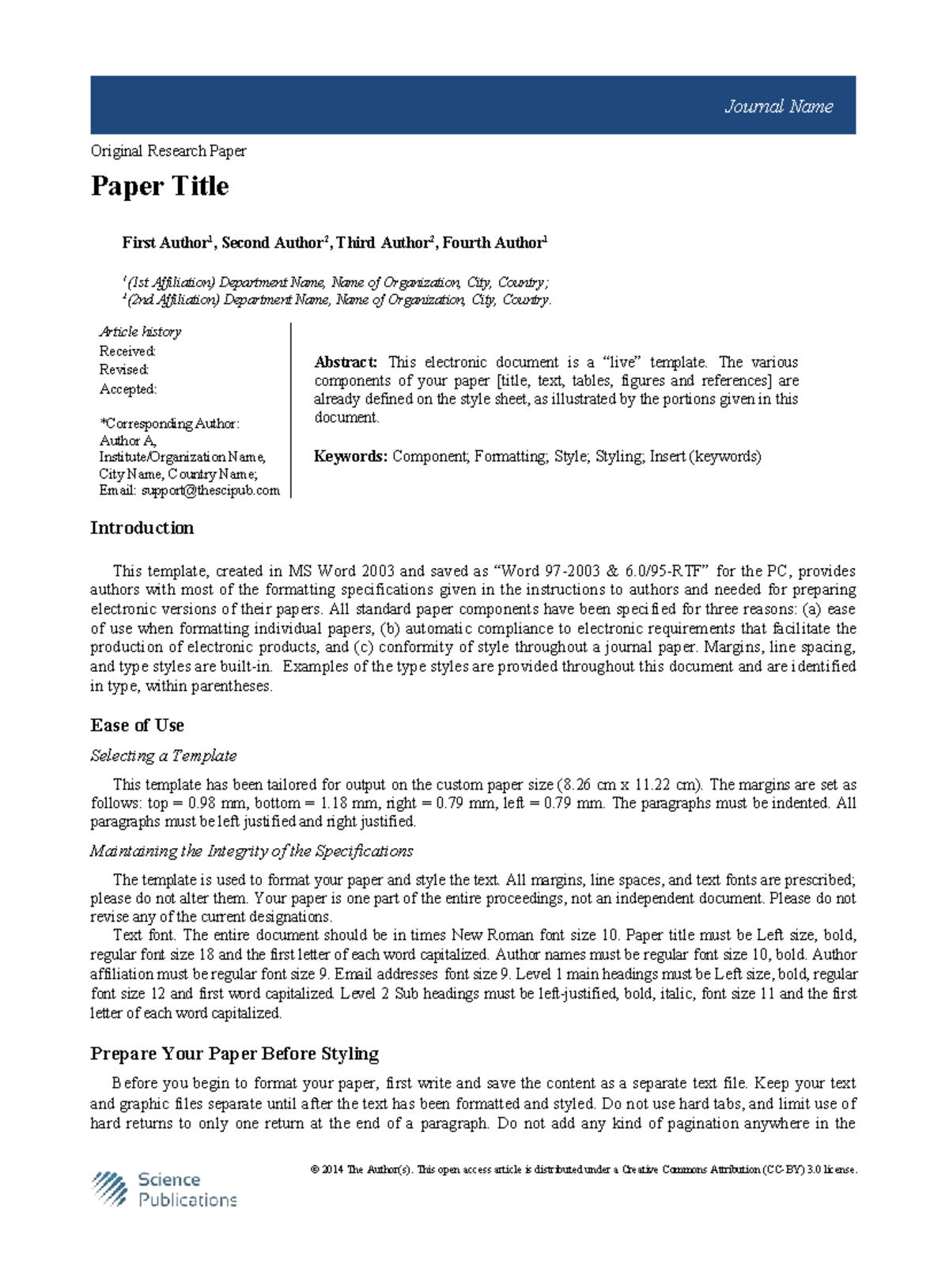 Research Paper Formatting Template for Journal Submissions - Studocu