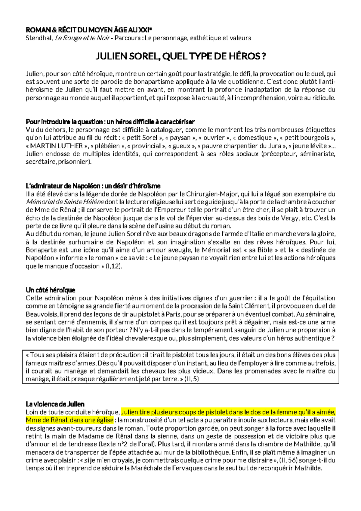 R&N Cours - Analyse du personnage de Julien Sorel dans Le Rouge et le ...
