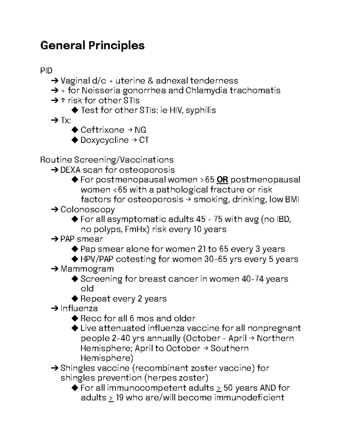 General Principles of Healthcare Screening & Treatment: Clinical ...