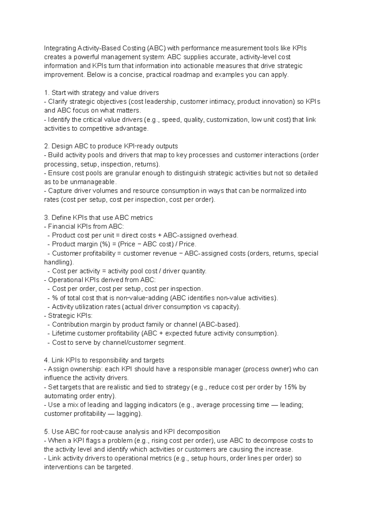 Integrating ABC with KPIs for Strategic Management: A Practical Guide ...
