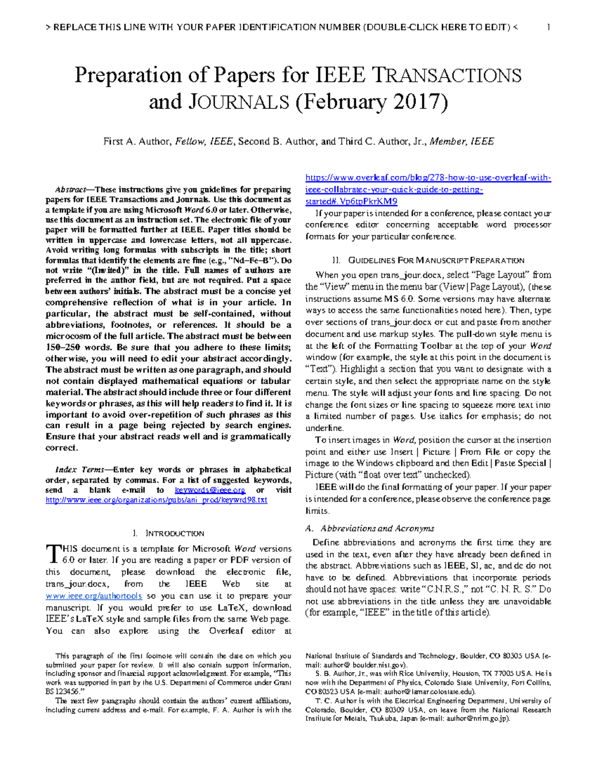 IEEE Paper Preparation Guidelines for Transactions and Journals - Studocu