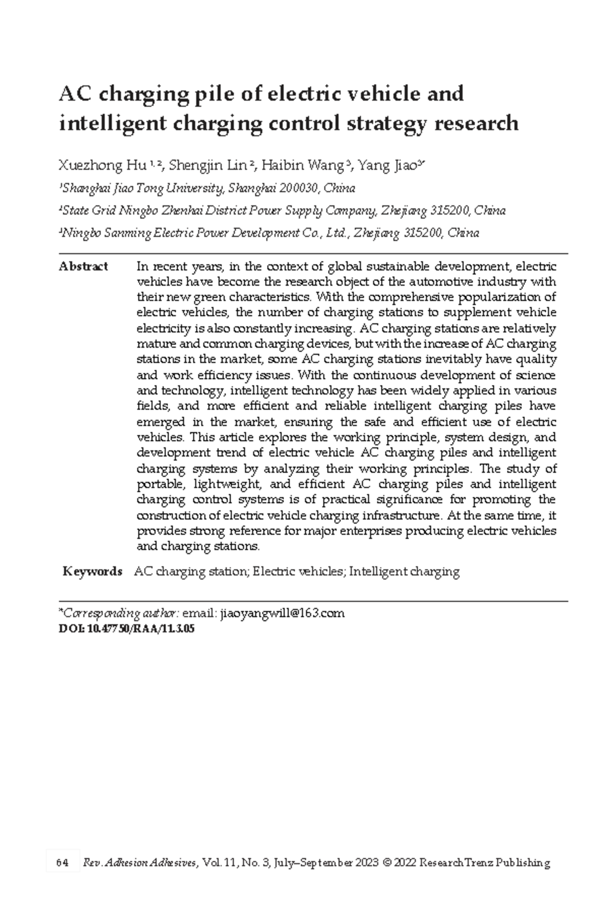 Research on AC Charging Piles and Intelligent Control Strategies for ...