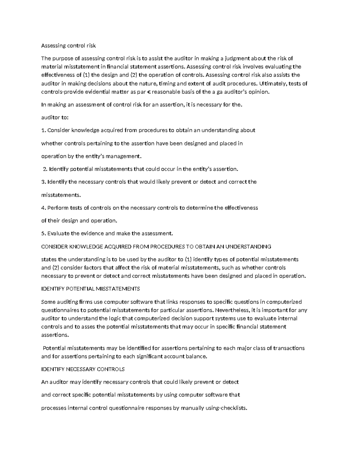 Assessing Control Risk in Auditing: Key Procedures and Considerations ...
