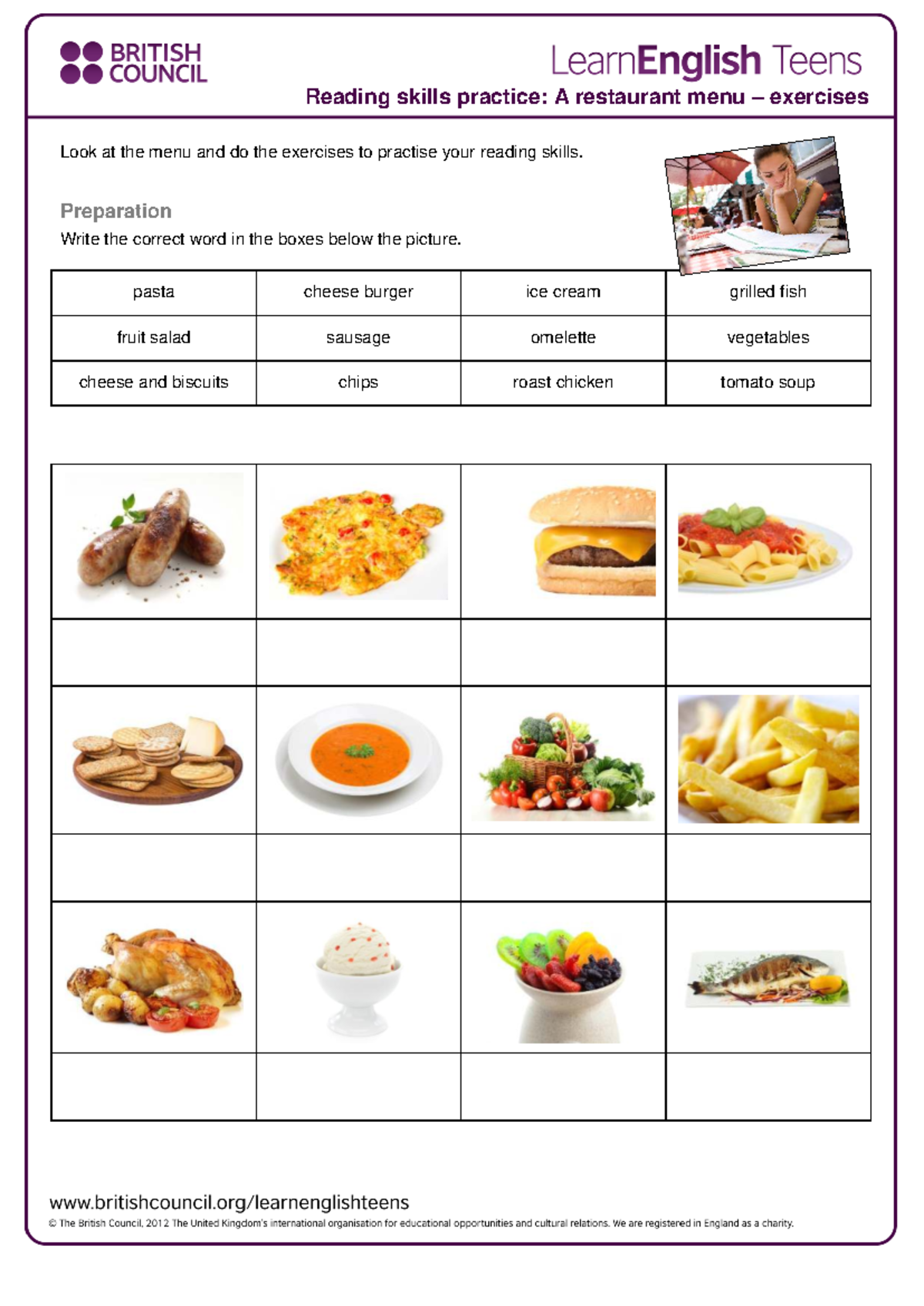 Reading Skills Practice: Restaurant Menu Exercises (Focus 3, 2020 ...