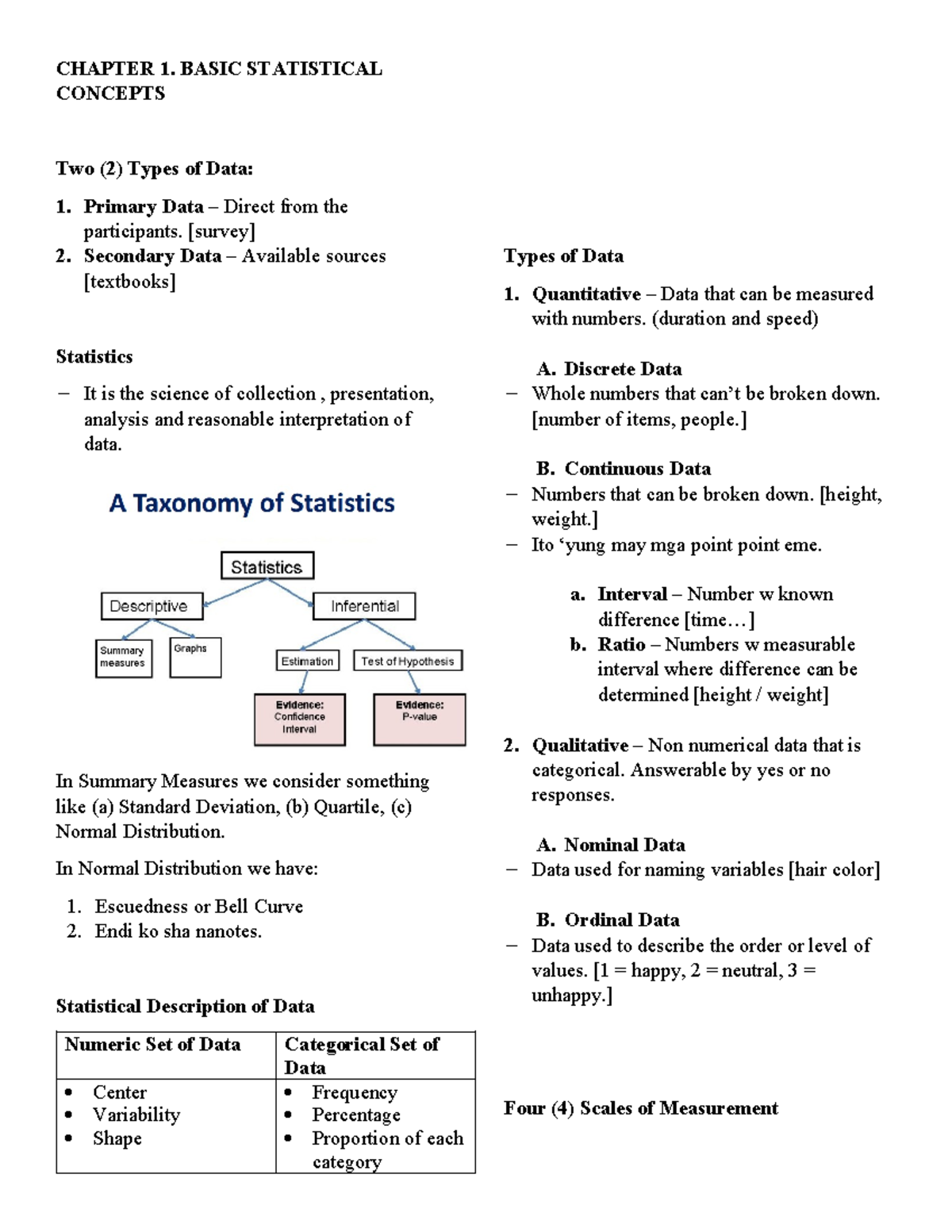 Unit 1 - Basic Statistical Data - CHAPTER 1. BASIC STATISTICAL CONCEPTS ...
