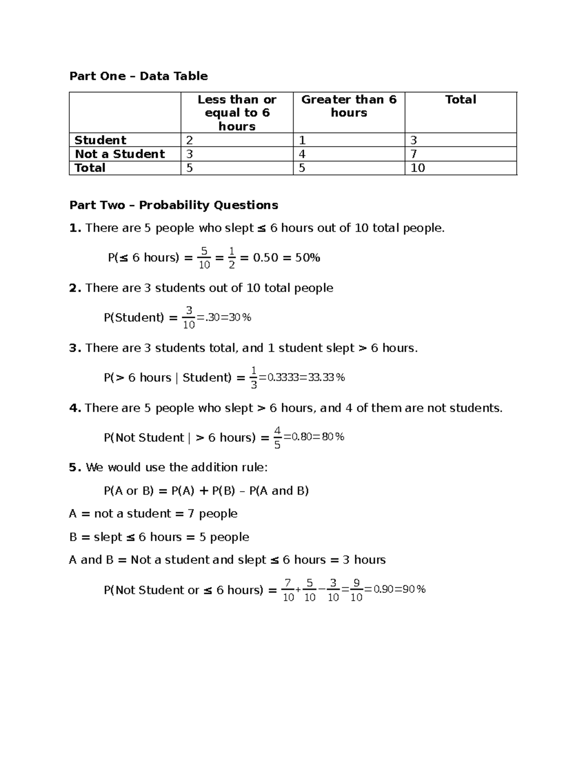 Probability of Events: Data Table & Questions 042526 - Studocu