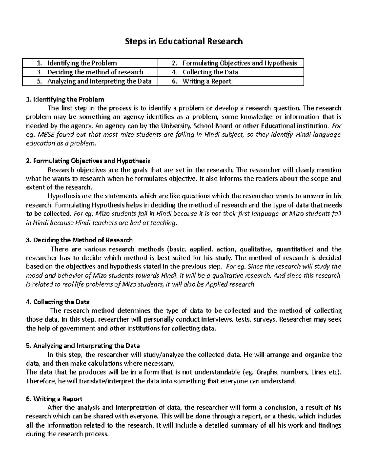 Steps in Educational Research: An Overview of Methodology - Studocu