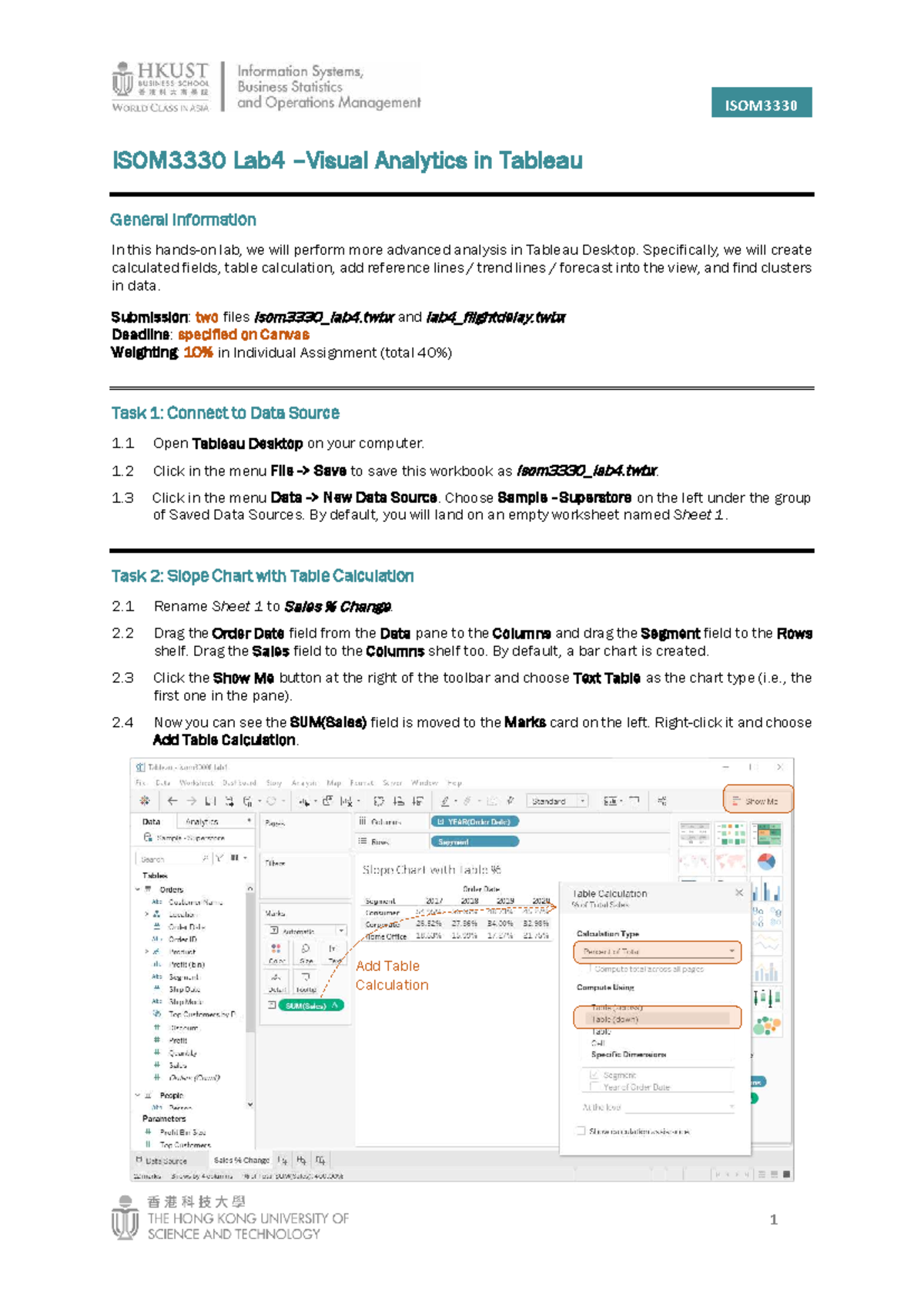 Isom3330 Lab 04: Advanced Analytics in Tableau Instructions - Studocu