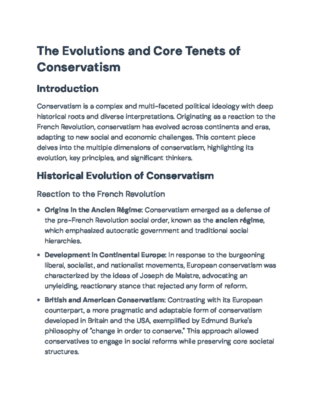The Evolution and Core Principles of Conservatism: An Overview - The ...