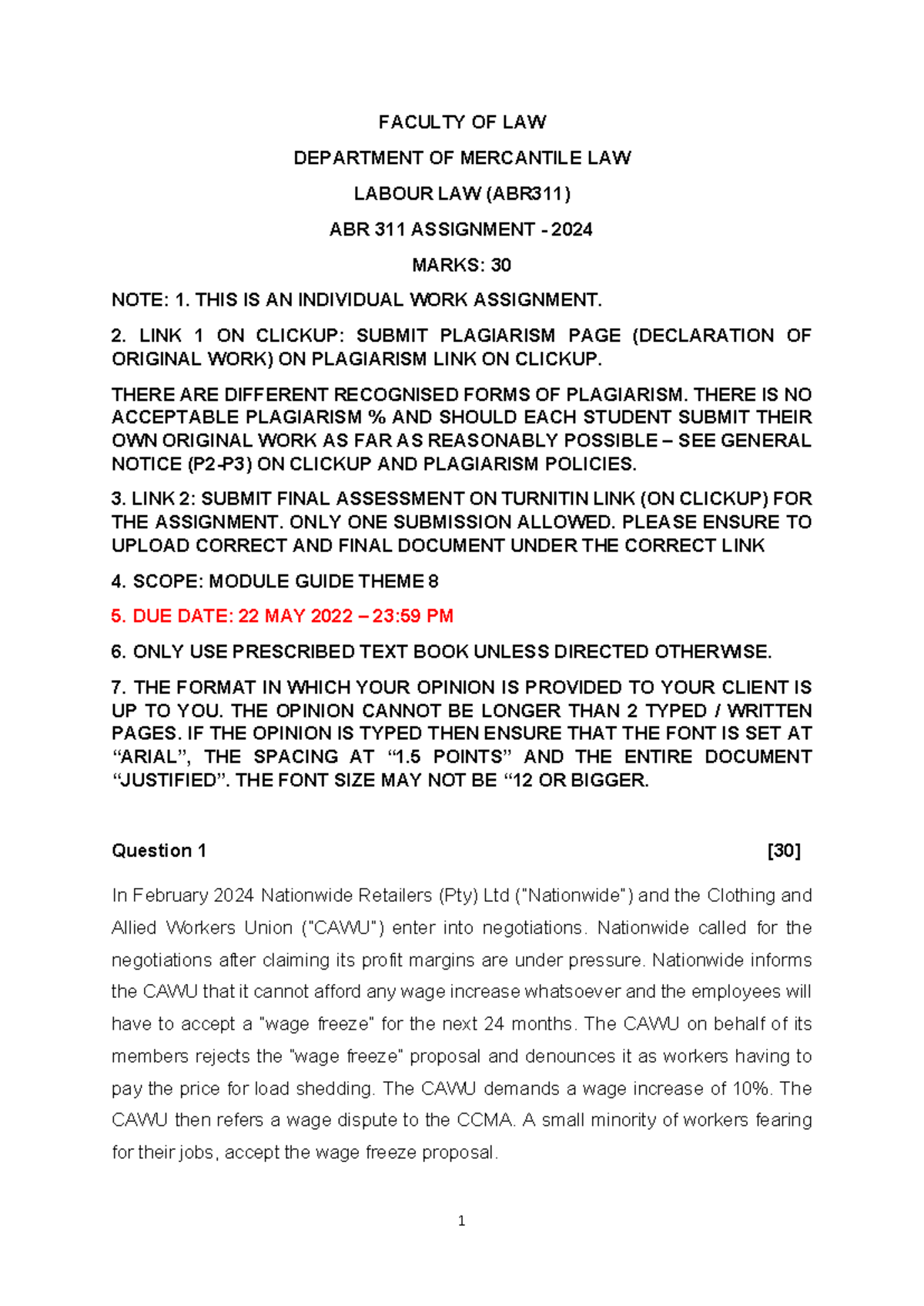 ABR 311 Assignment - 2024 May - 1 FACULTY OF LAW DEPARTMENT OF ...