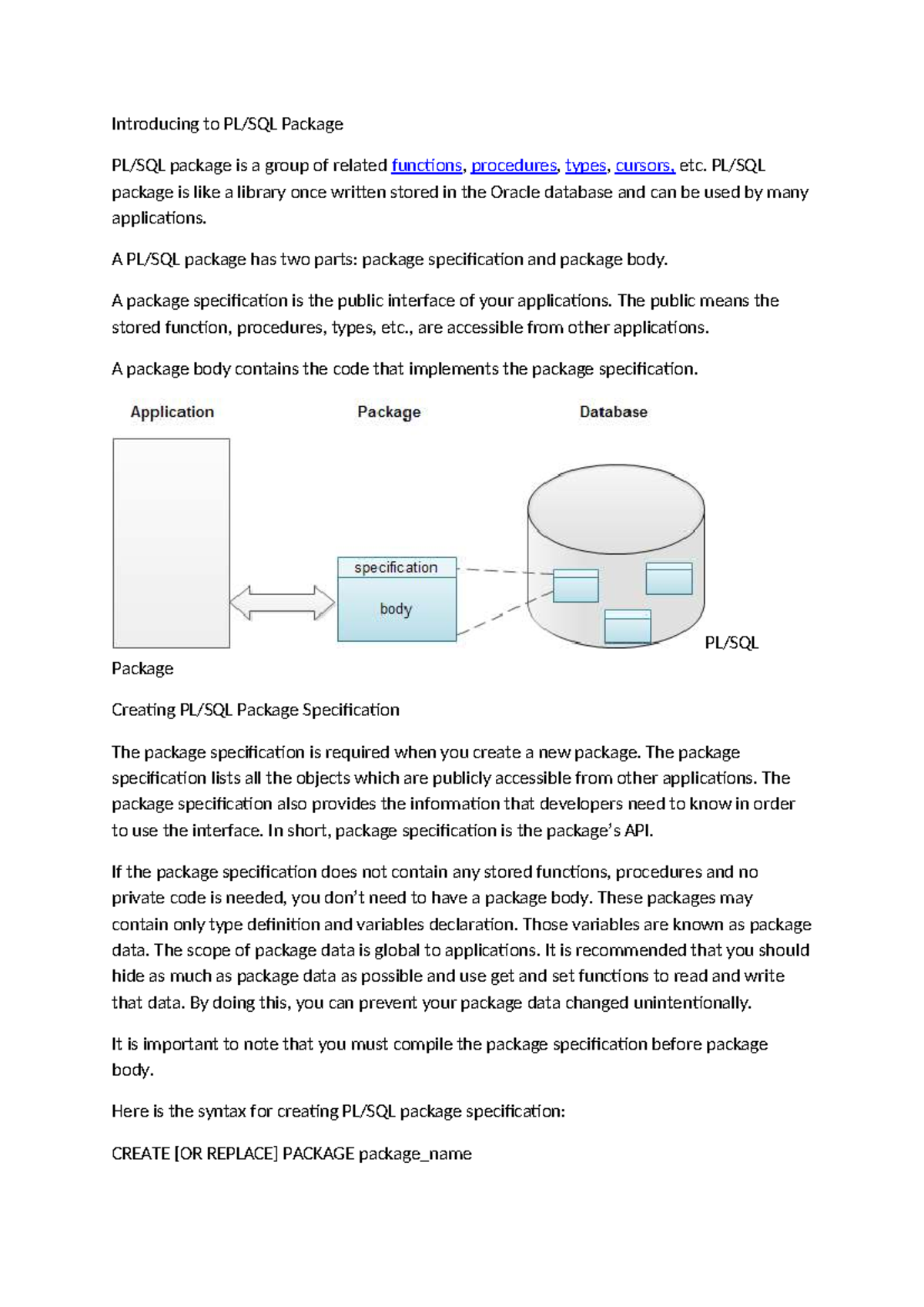Introducing to PL/SQL: Packages, Cursors, and Triggers - Studocu
