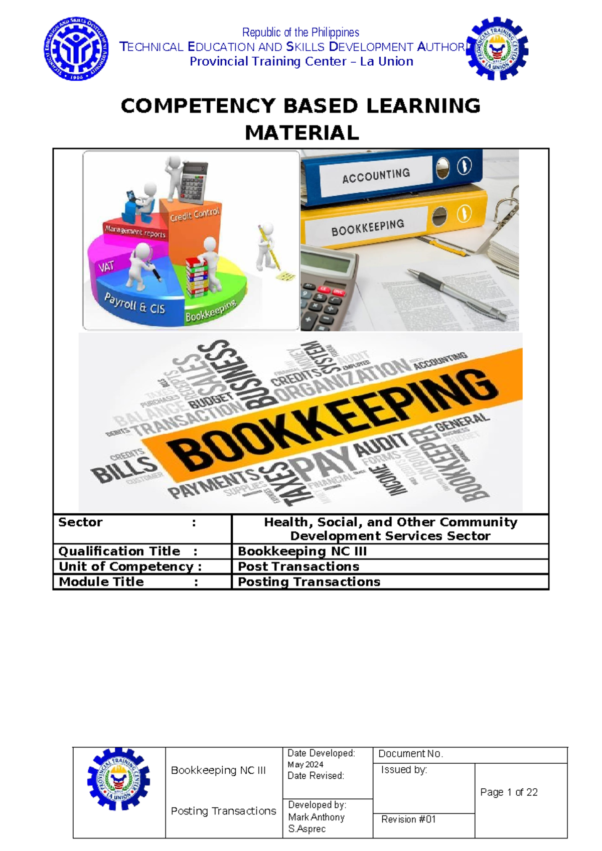 Bookkeeping NC Module: Posting Transactions Learning Material - Studocu