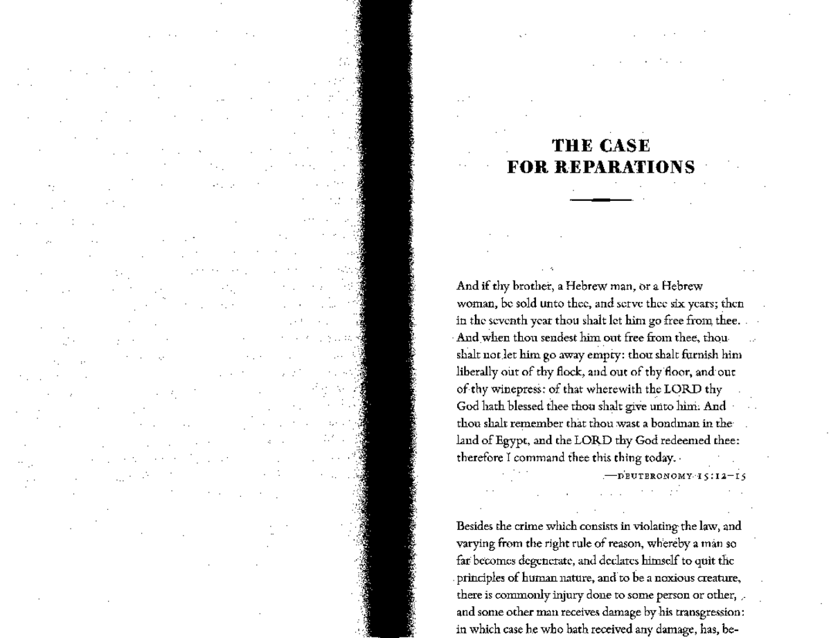 Coates: The Case for Reparations - A Historical Analysis - Studocu
