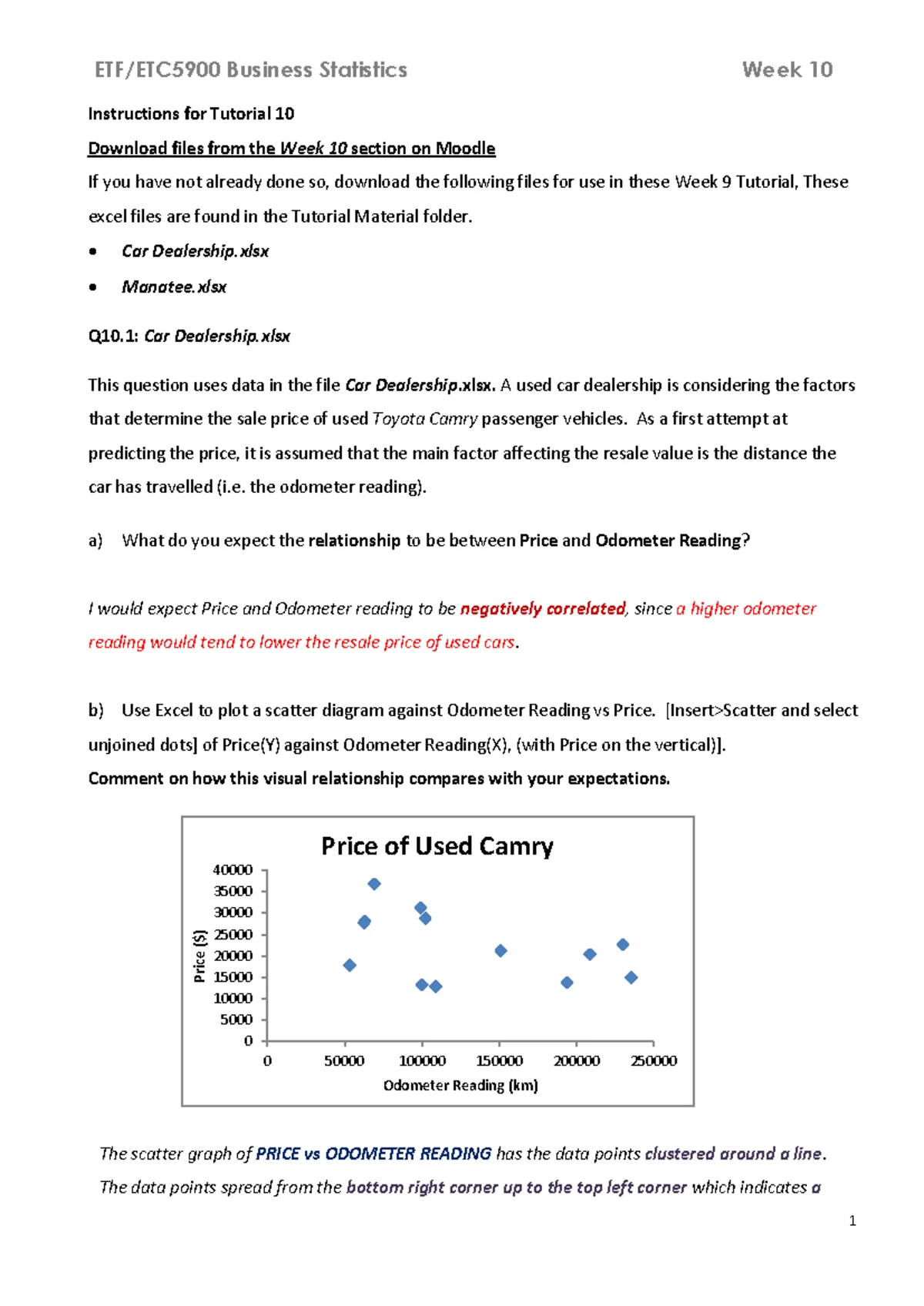 TUTORIAL 1 QUESTIONS - WEEK 1 DATA ANALYSIS & PIVOT TABLES - Studocu