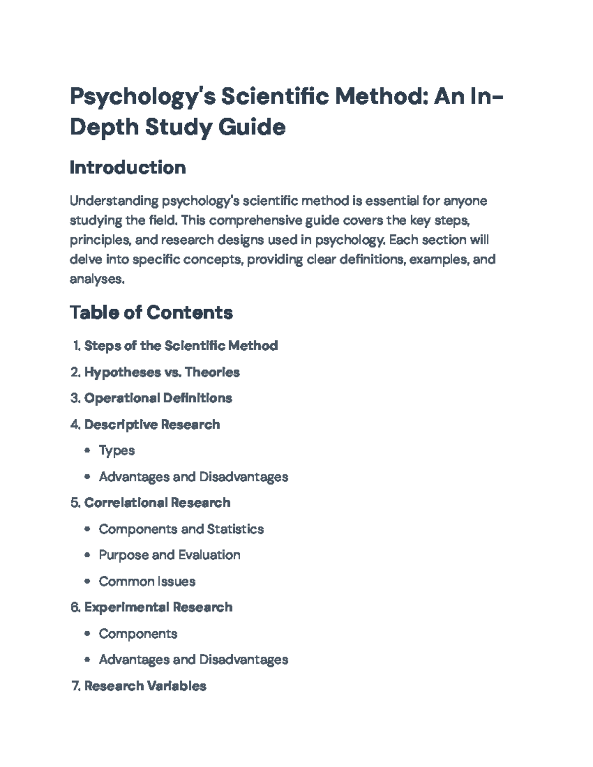 Psychology Scientific Method Study Guide: Key Concepts and Steps ...