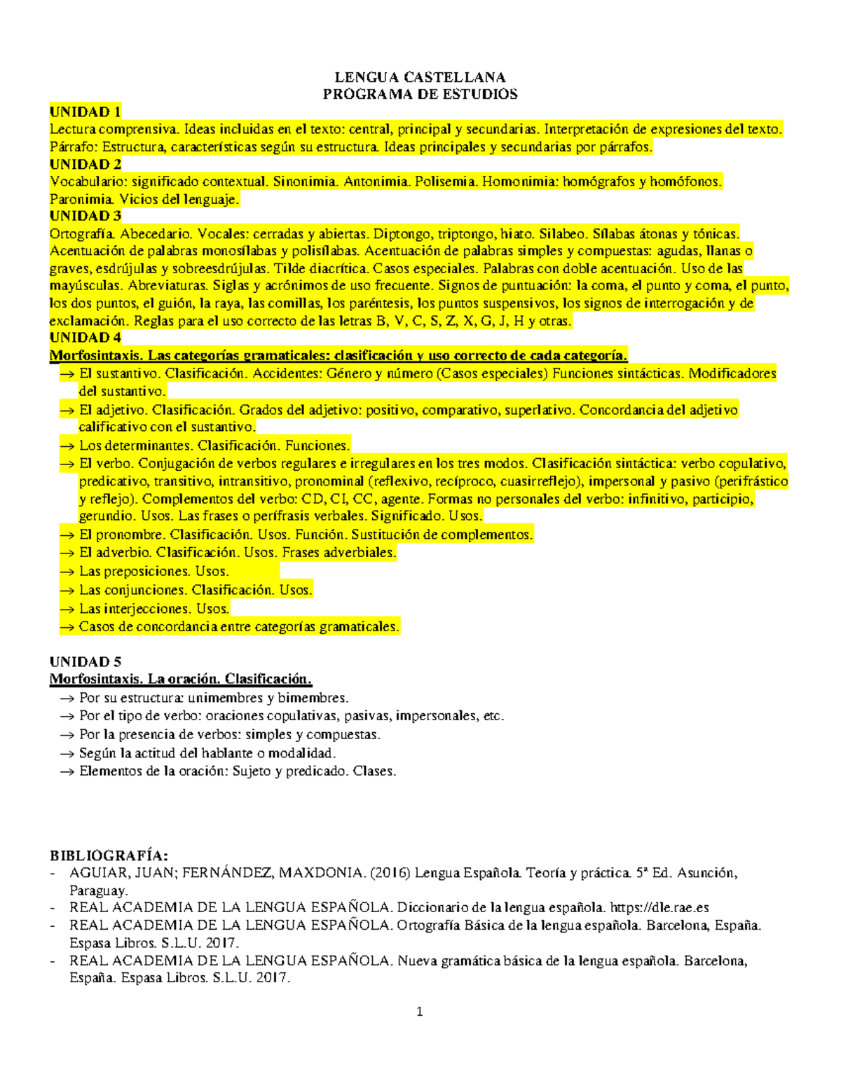 Resumen de LENGUA CASTELLANA: UNIDADES 1-5 y Vocabulario (Maxdonia) - Document Preview
