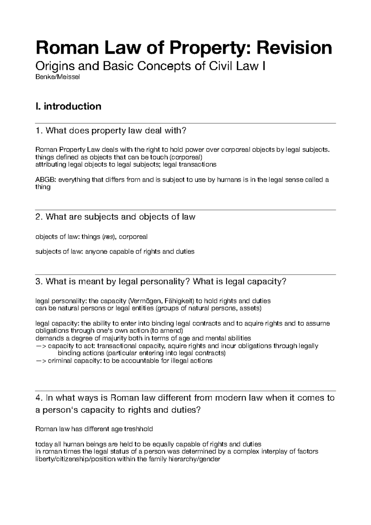 Roman Property of Law - Revision - Roman Law of Property: Revision ...