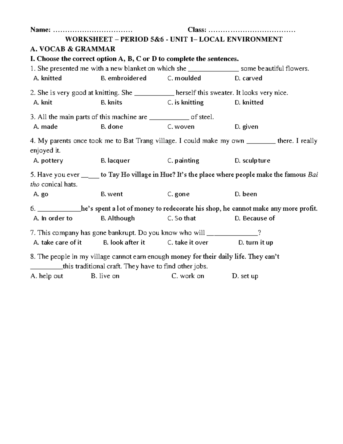 Unit 1: Local Environment - Name ...