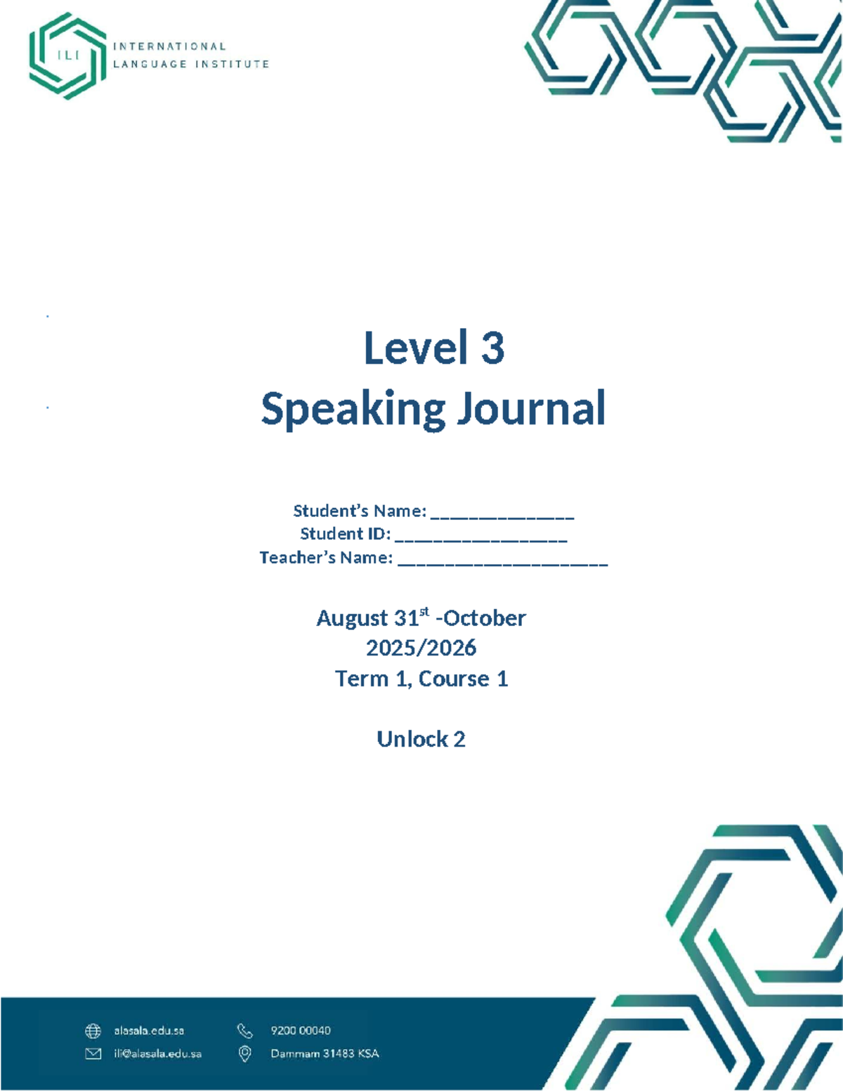 Level 3 Speaking Journal: Unit 6 Business Advice Assignment - Studocu