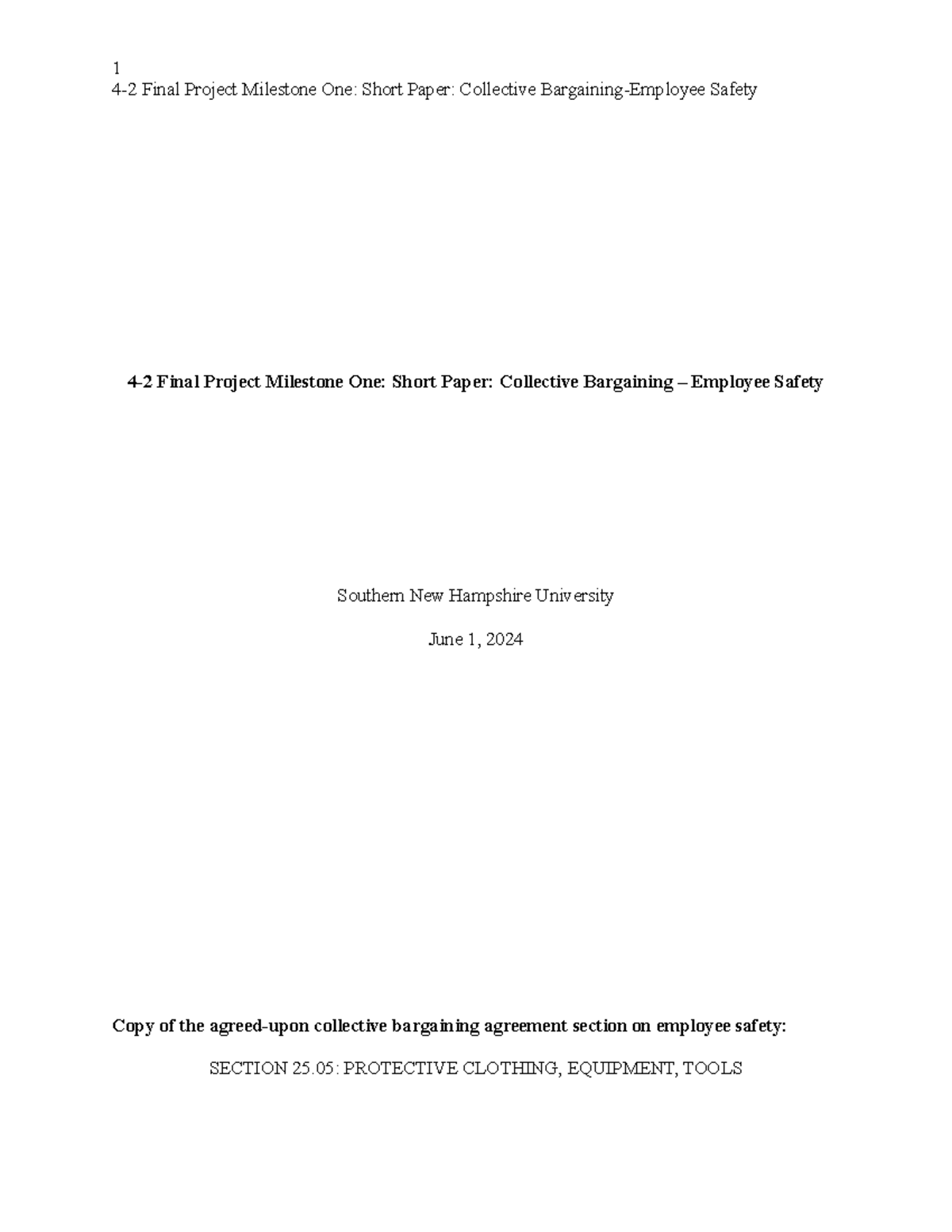 OL - 318 4-2 Final Project Milestone One: Collective Bargaining on ...