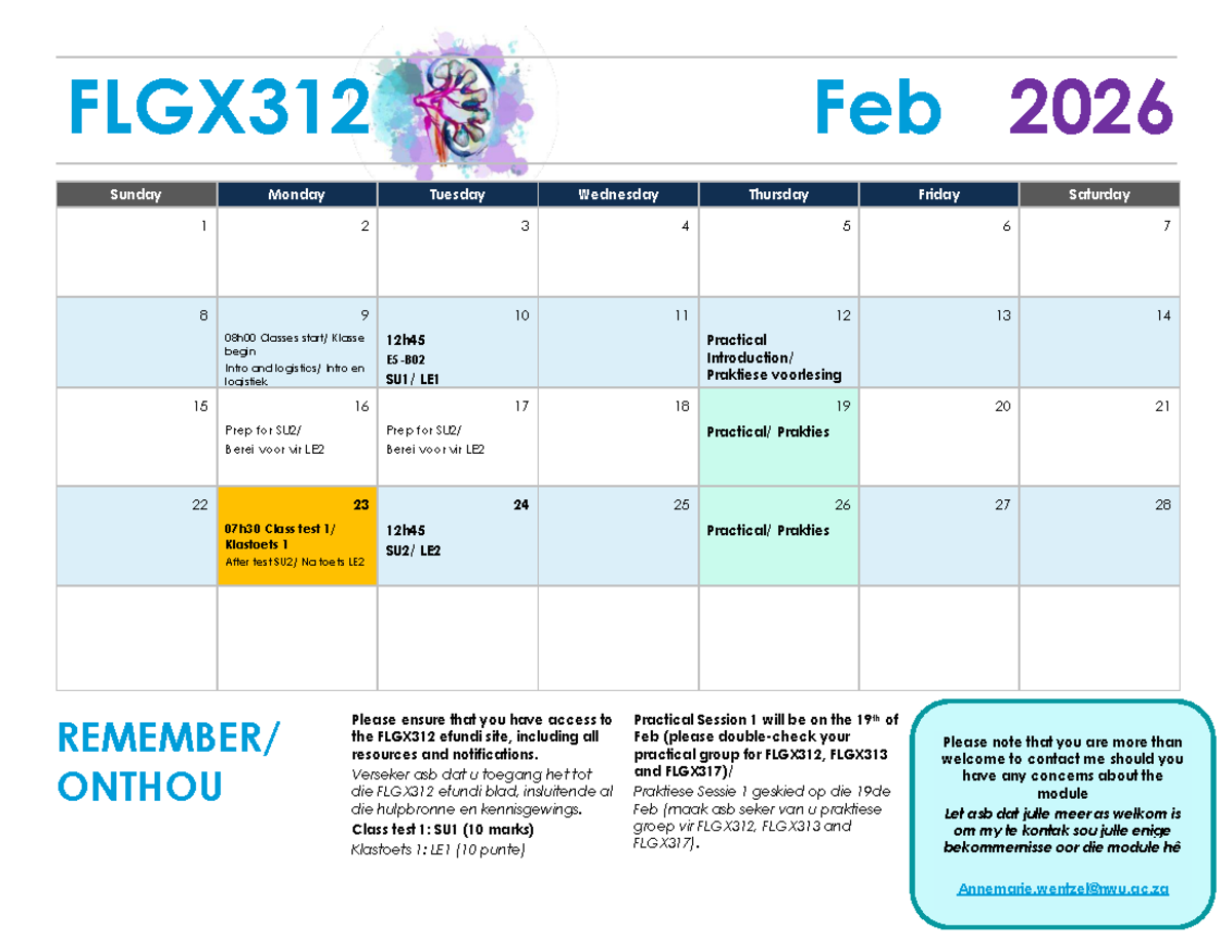 FLGX312 2026 Calendar Planning and Important Dates - Studocu